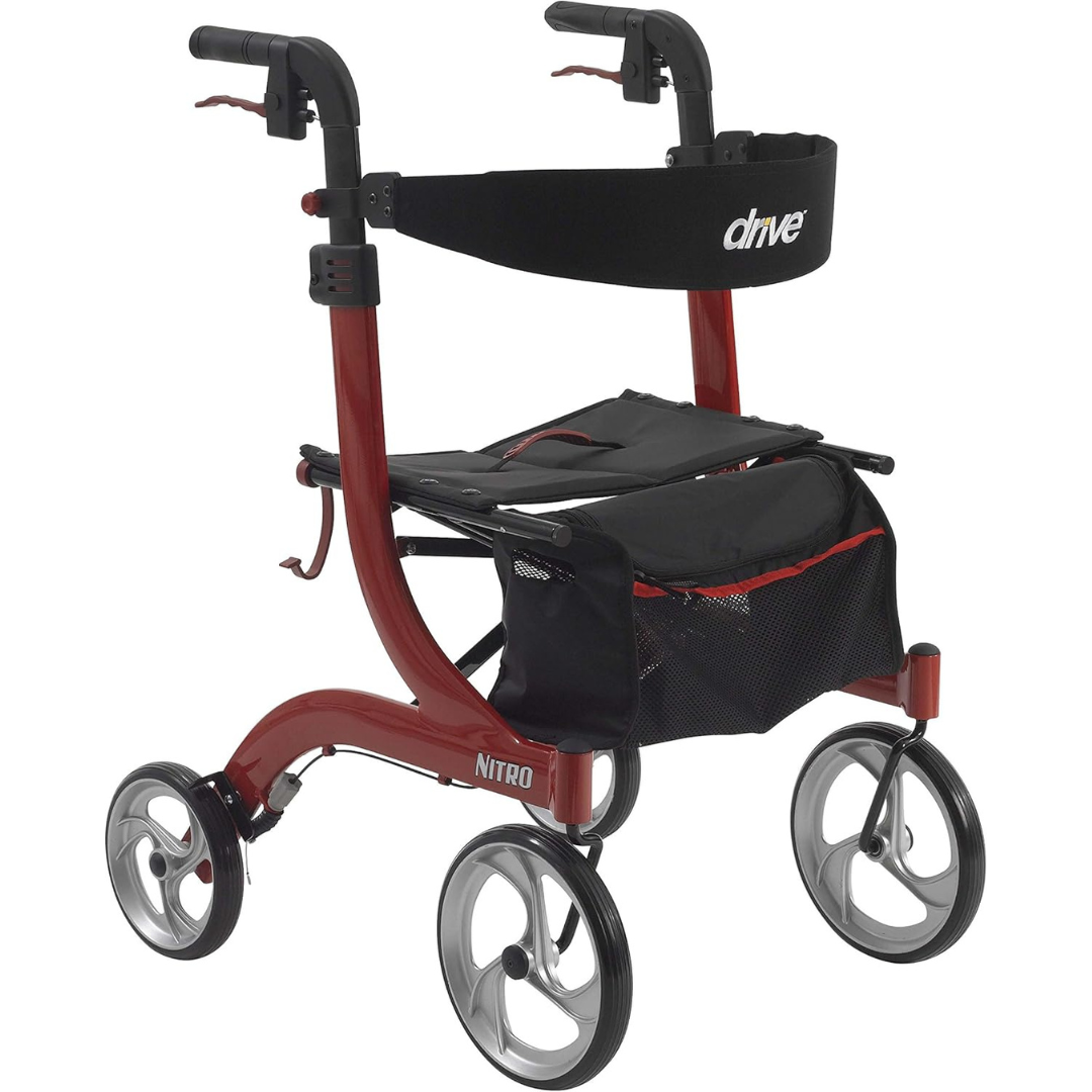 nitro aluminum rollator red tall height w 10 casters