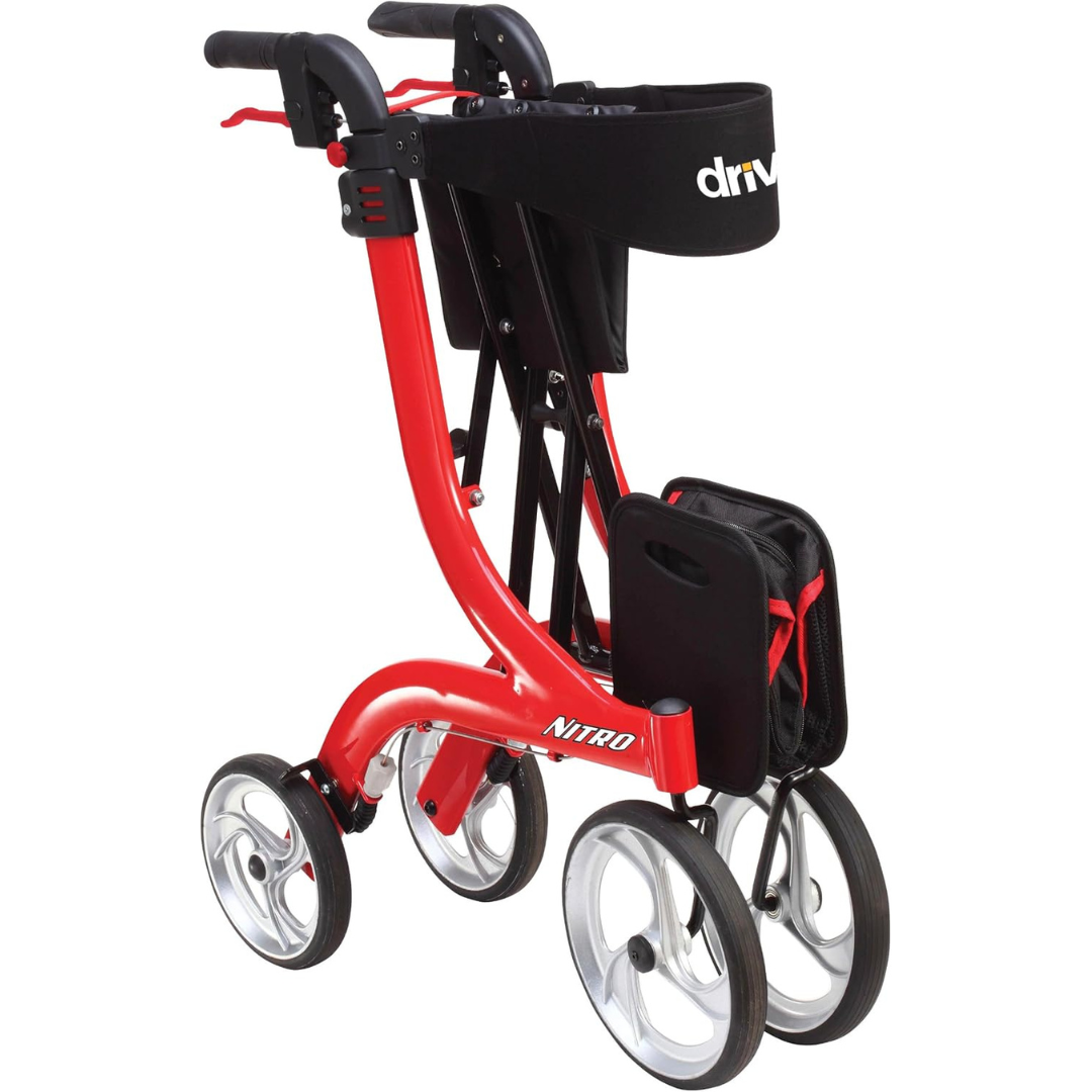 nitro aluminum rollator red tall height w 10 casters