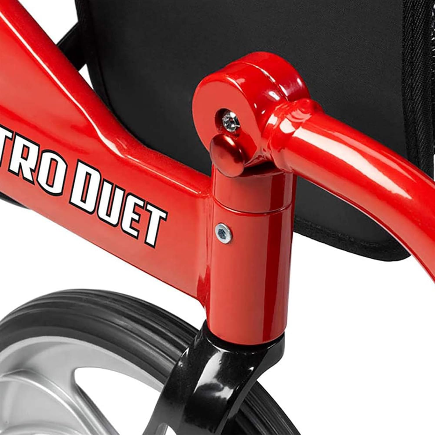 nitro dual function transport wheelchair and rollator rolling walker combo with hand activated brakes and back support red