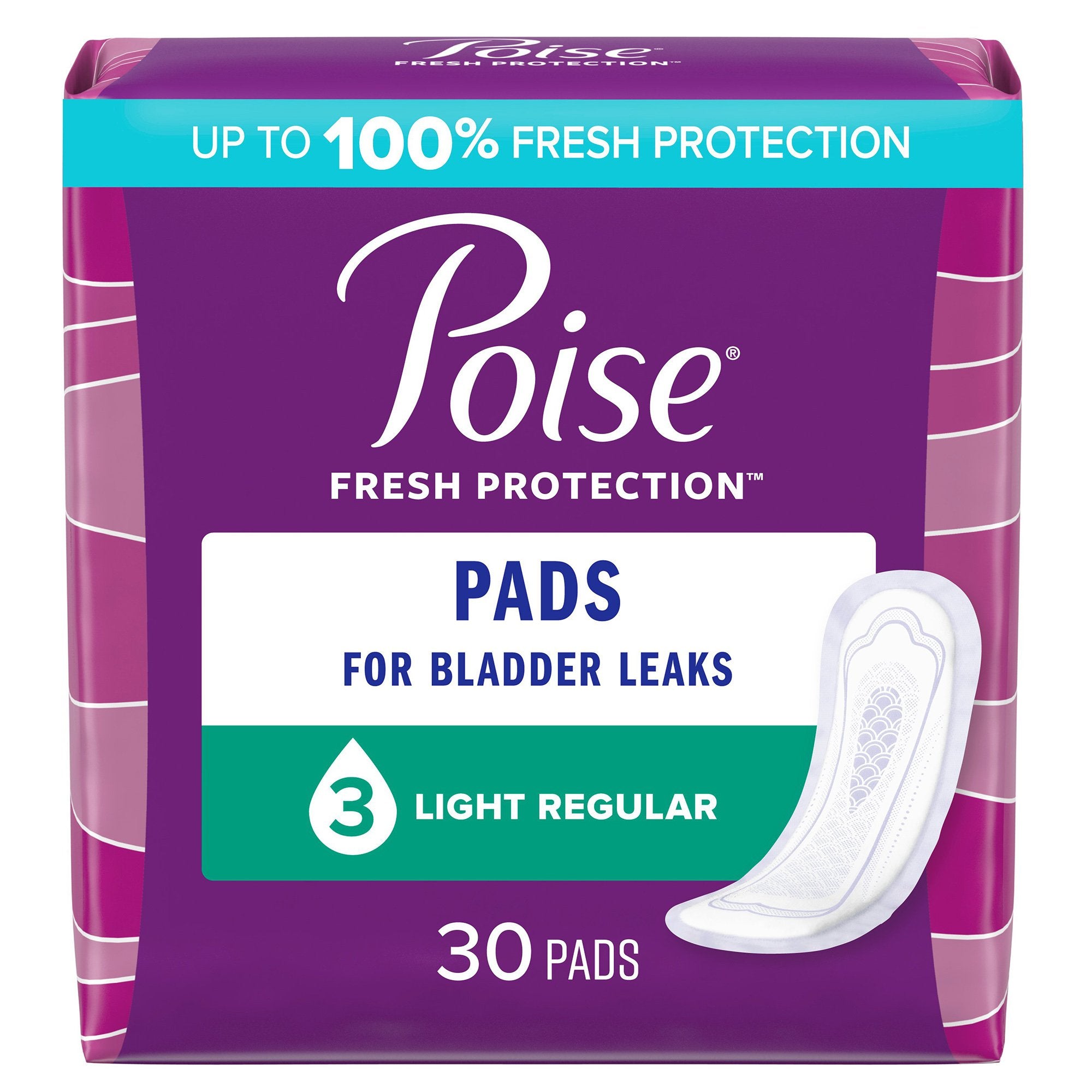 Bladder Control Pad Poise Fresh Protection 9.33 Inch Length Light Absorbency Polymer Core One Size Fits Most, Packaging Type- Case