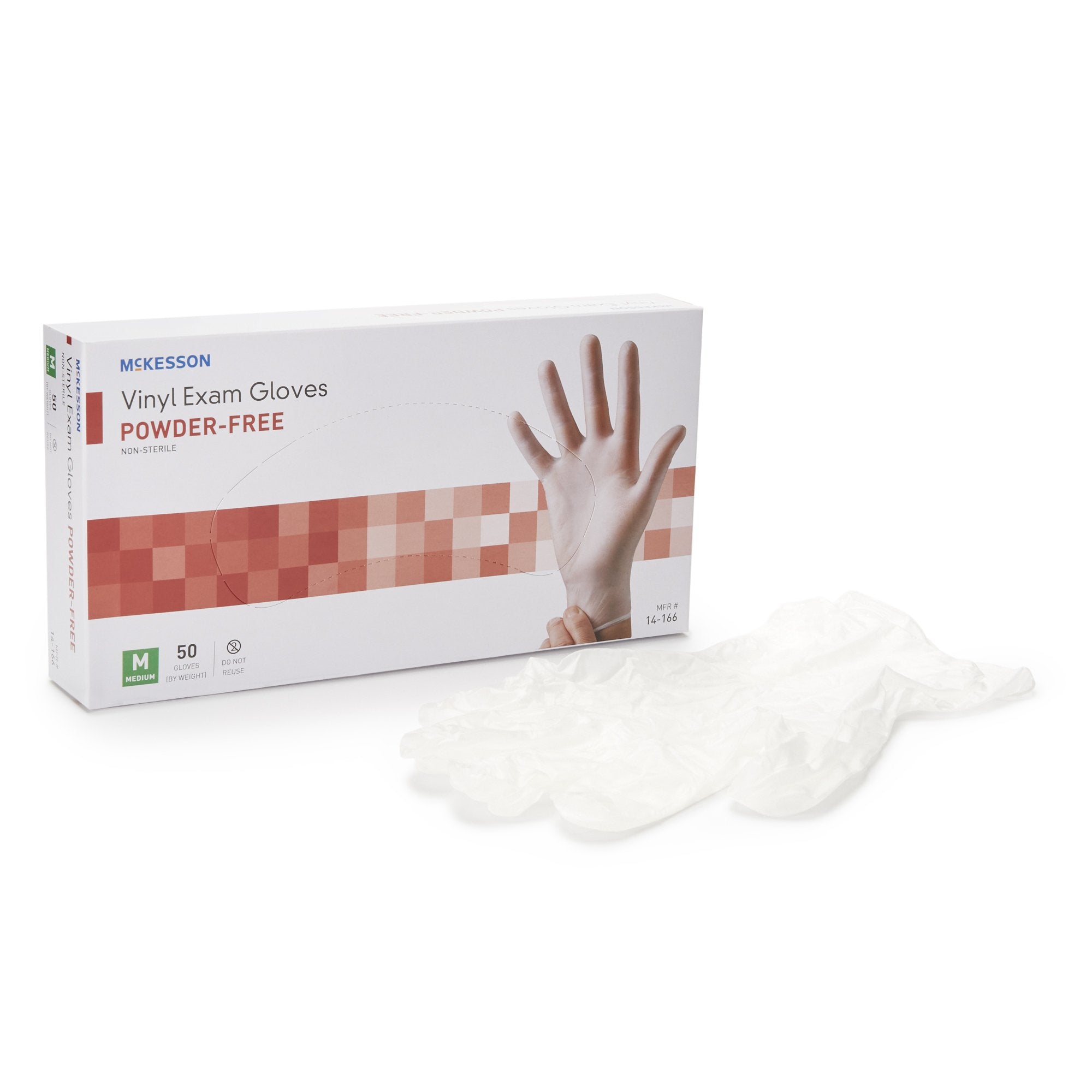 Exam Glove McKesson Confiderm Medium NonSterile Vinyl Standard Cuff Length Smooth Clear Not Rated, Packaging Type- Case