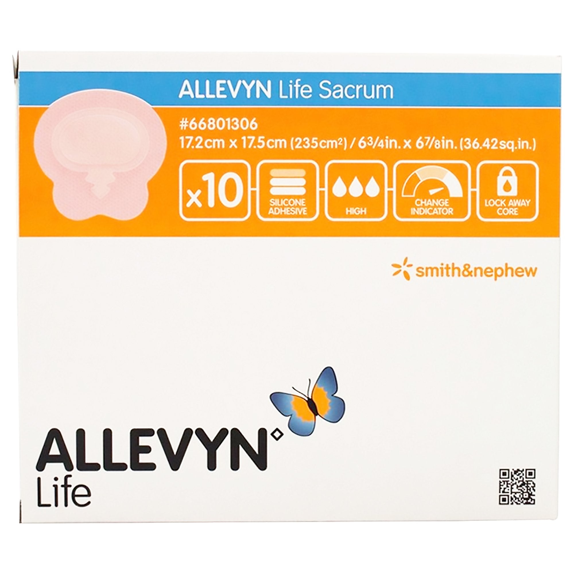 Foam Dressing Allevyn Life 6-3/4 X 6-7/8 Inch With Border Film Backing Silicone Gel Adhesive Sacral Sterile