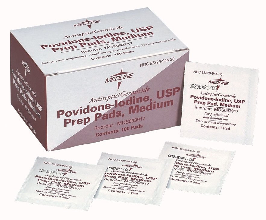 PVP Prep Pad Medline 10% Strength Povidone-Iodine Individual Packet Medium NonSterile, Packaging Type- Box