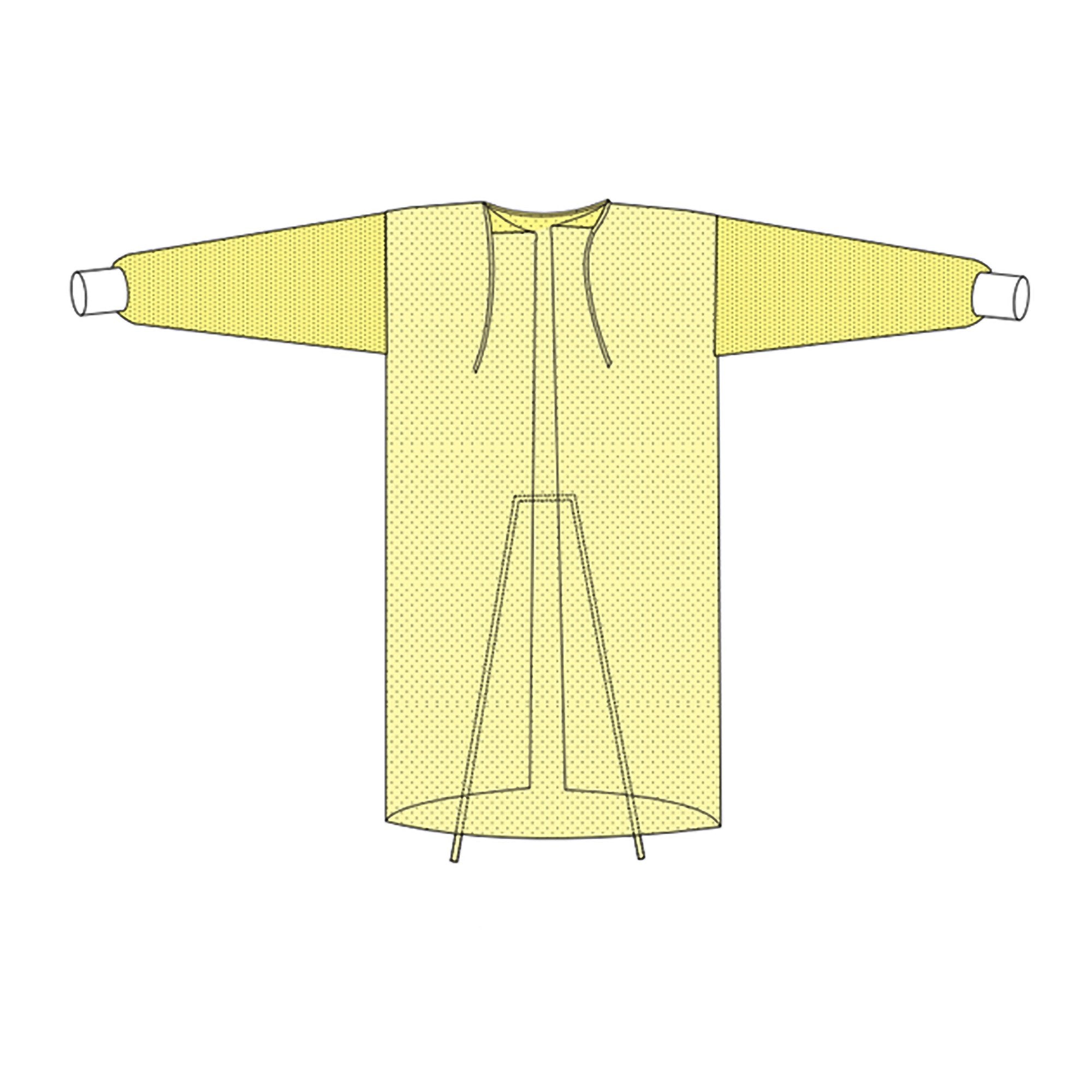 Protective Procedure Gown X-Large Yellow NonSterile Not Rated Disposable, Packaging Type- Box