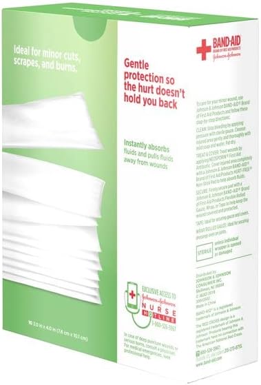 non adherent dressing band aid hurt free 3 x 4 inch sterile 10 per pack