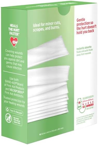 non adherent dressing band aid hurt free 3 x 4 inch sterile 10 per pack