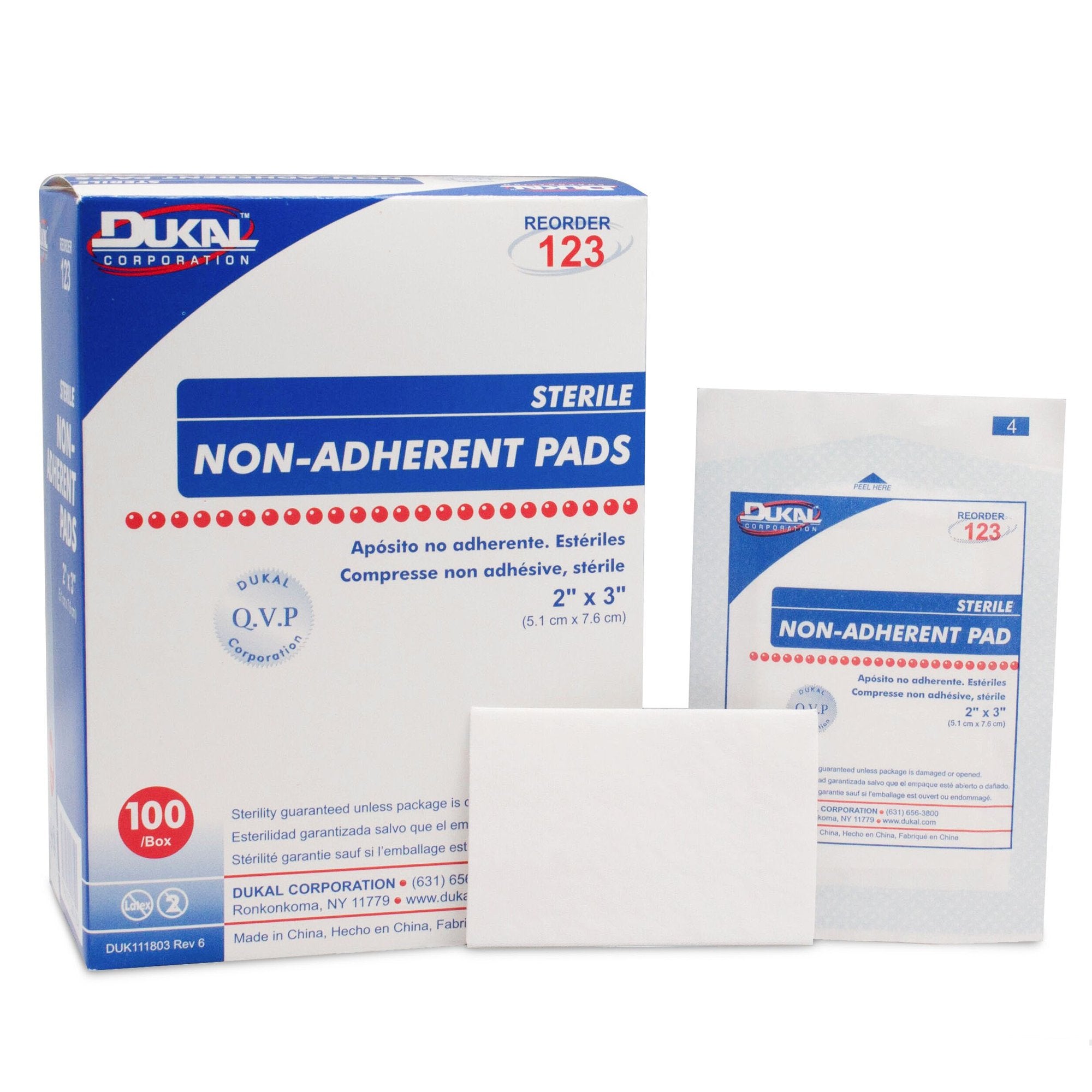 Non Adherent Dressing Dukal 2 X 3 Inch Sterile 1 per Pack