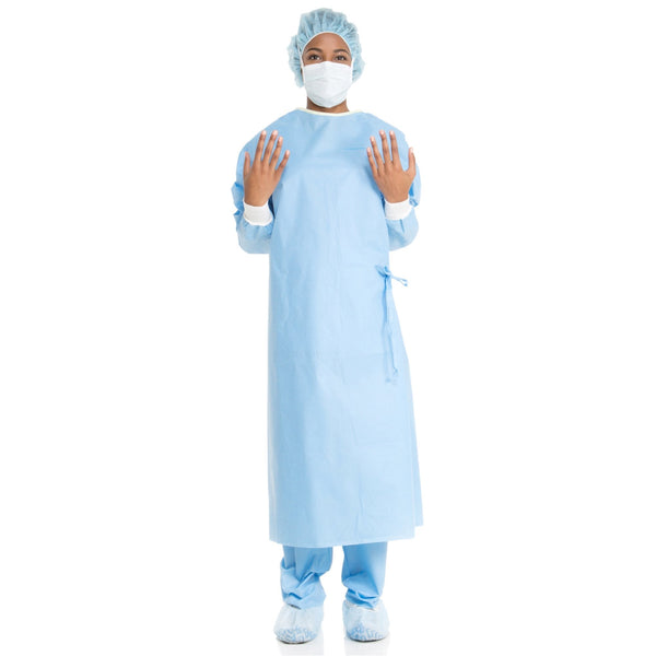 Non Reinforced Surgical Gown with Towel ULTRA Small Blue Sterile AAMI Level 3 Disposable
