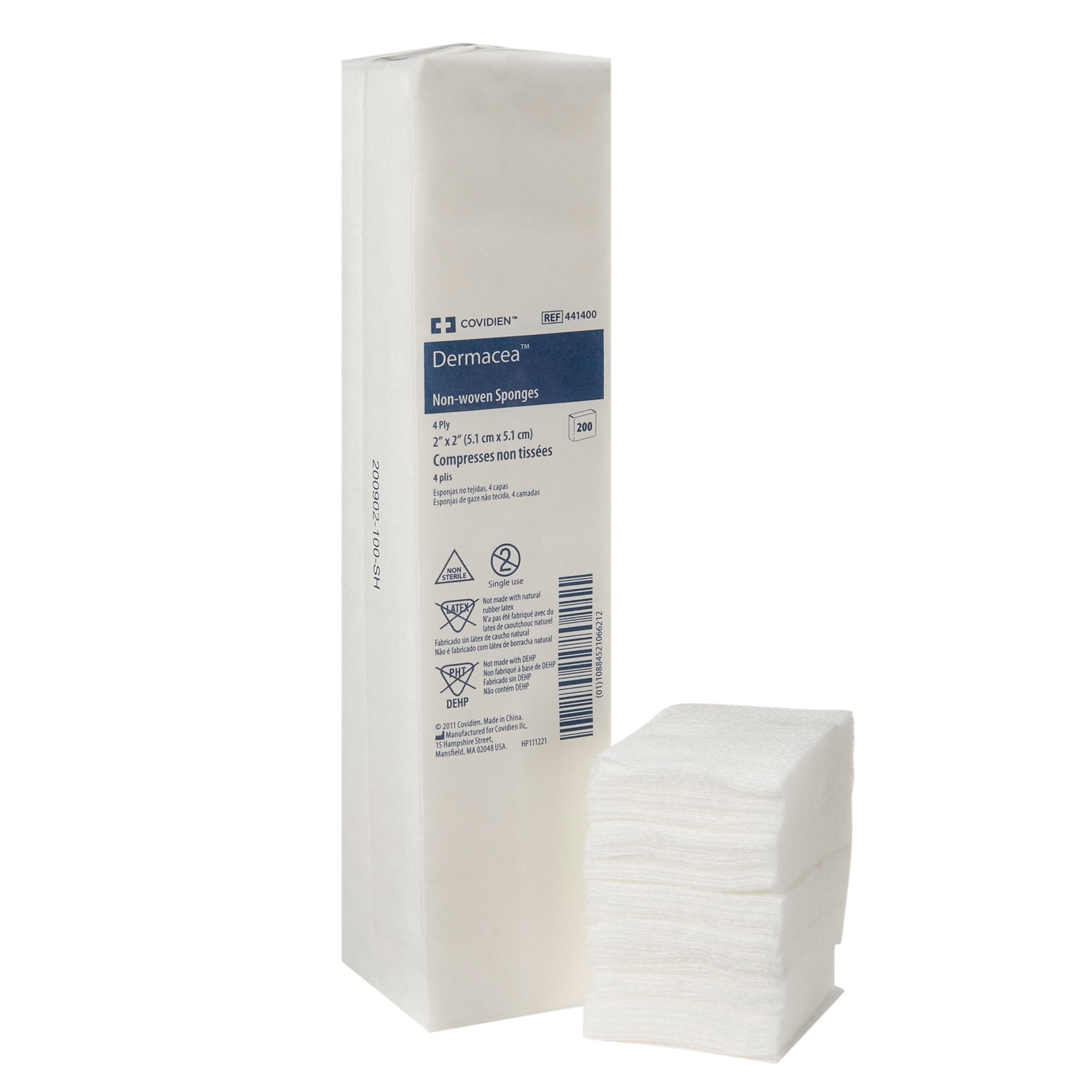 Nonwoven Sponge Dermacea 2 X 2 Inch 4 Ply NonSterile 200 per Pack