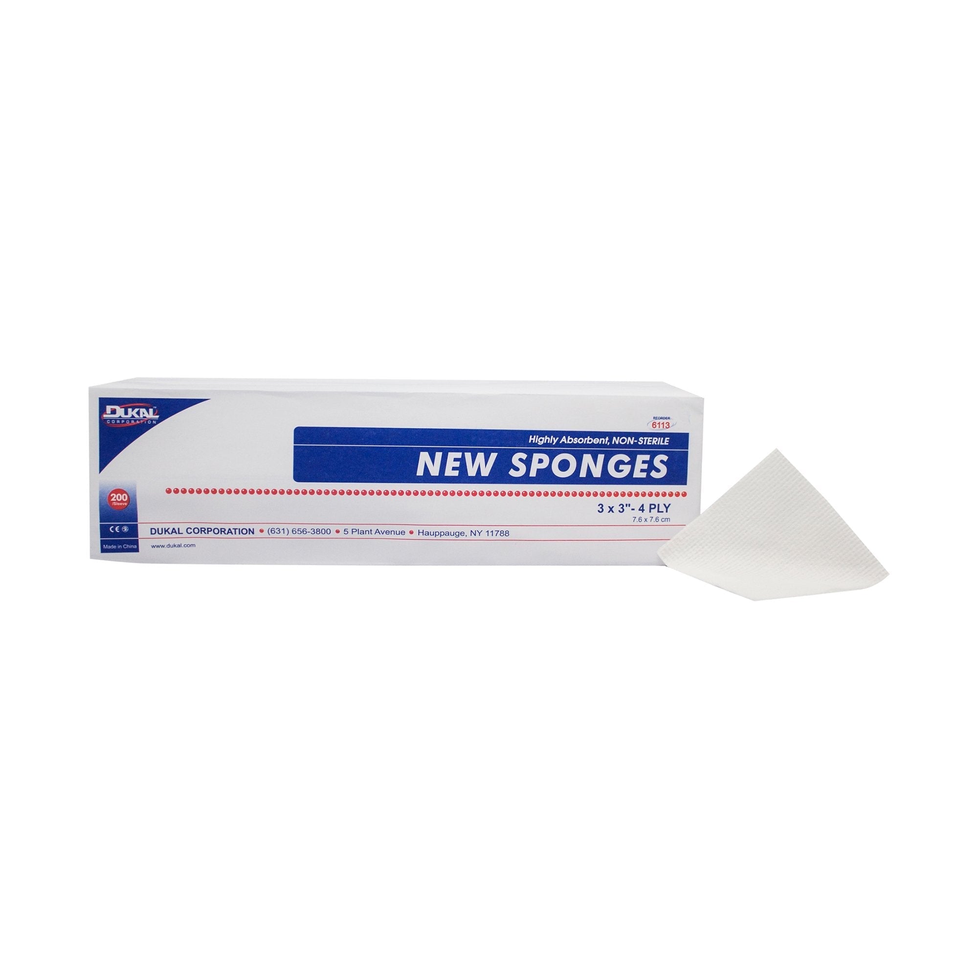 Nonwoven Sponge Dukal 3 X 3 Inch 4 Ply NonSterile 200 per Pack