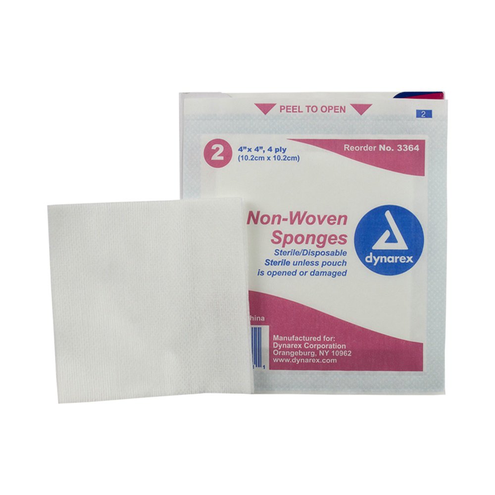 Nonwoven Sponge Dynarex 4 X 4 Inch 4 Ply Sterile 2 per Pack