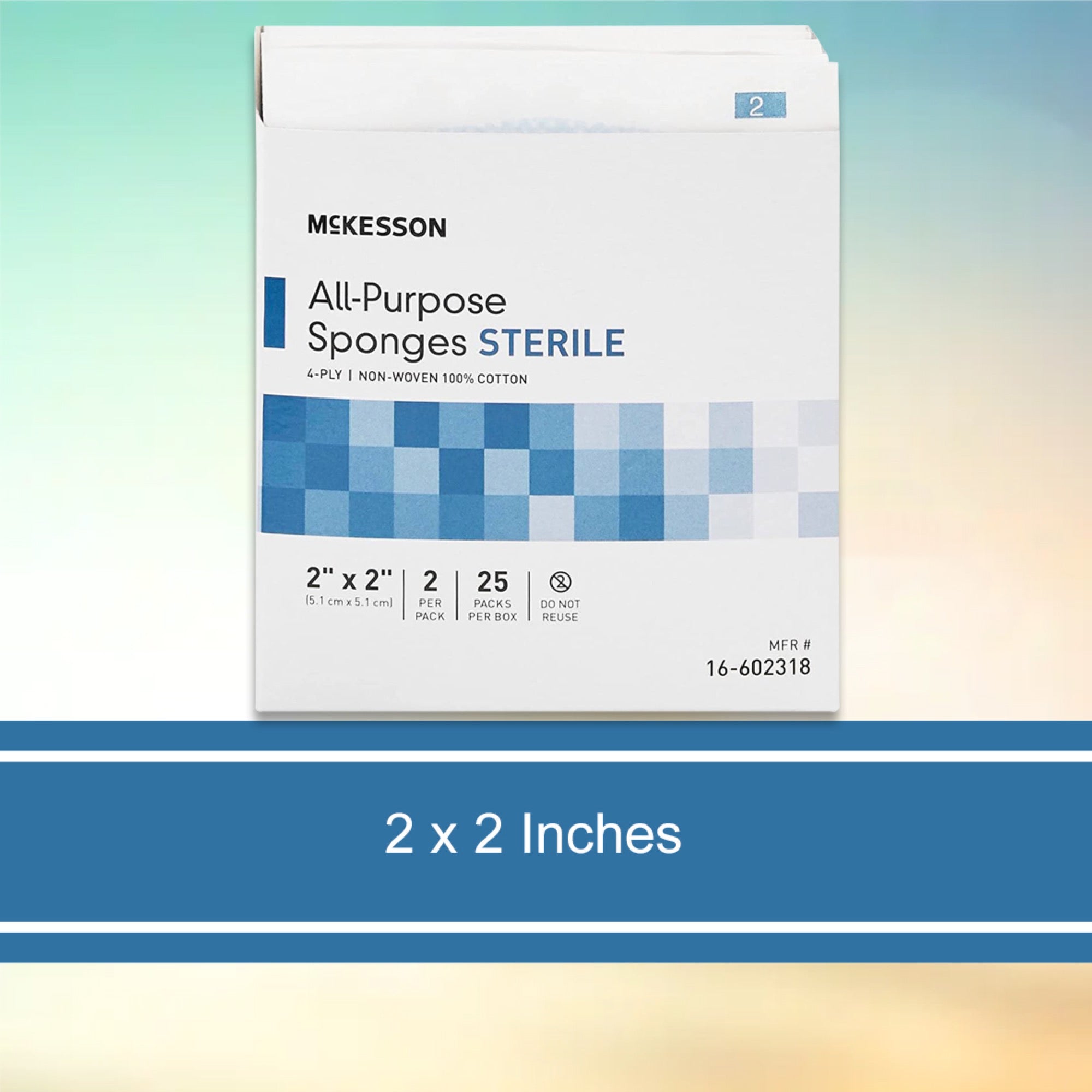 nonwoven sponge mckesson 2 x 2 inch 4 ply sterile 2 per pack