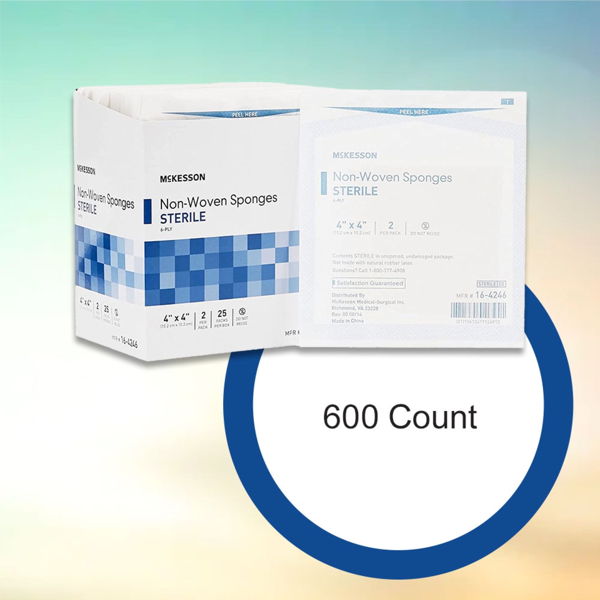 nonwoven sponge mckesson 4 x 4 inch 6 ply sterile 2 per pack packaging type box