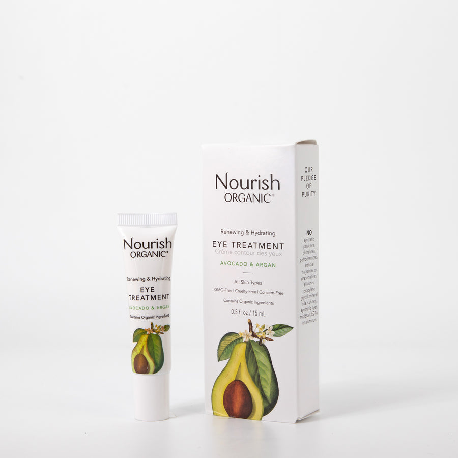 nourish organic eye treatment cream renewing and cooling avocado and argan oil 5 oz