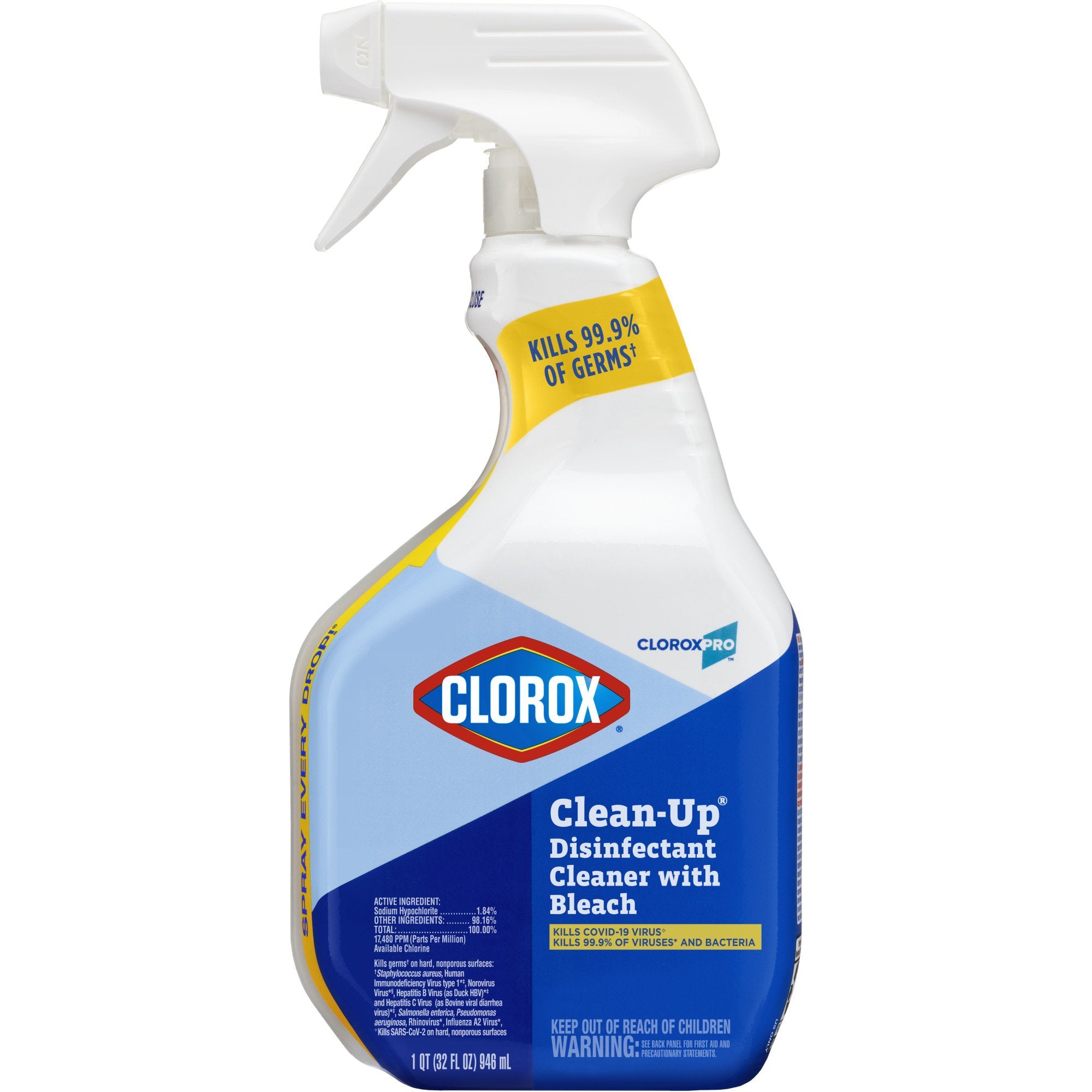 CloroxPro Clorox Clean-Up with Bleach Surface Disinfectant Cleaner Germicidal Pump Spray Liquid 32 oz. Bottle Chlorine Scent NonSterile, Packaging Type- Case