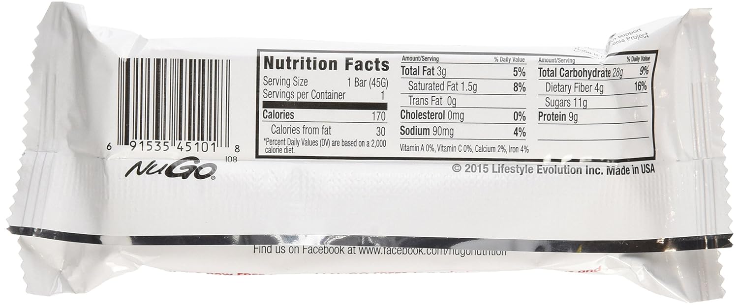 nugo nutrition bar gluten free dark chocolate crunch case of 12 45 grams
