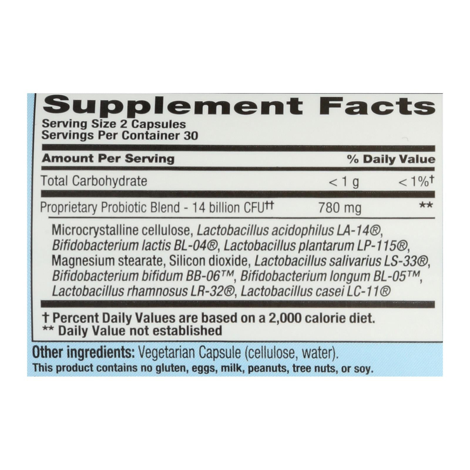 nutrition now pb 8 pro biotic acidophilus for life 500 mg 60 vegetarian capsules