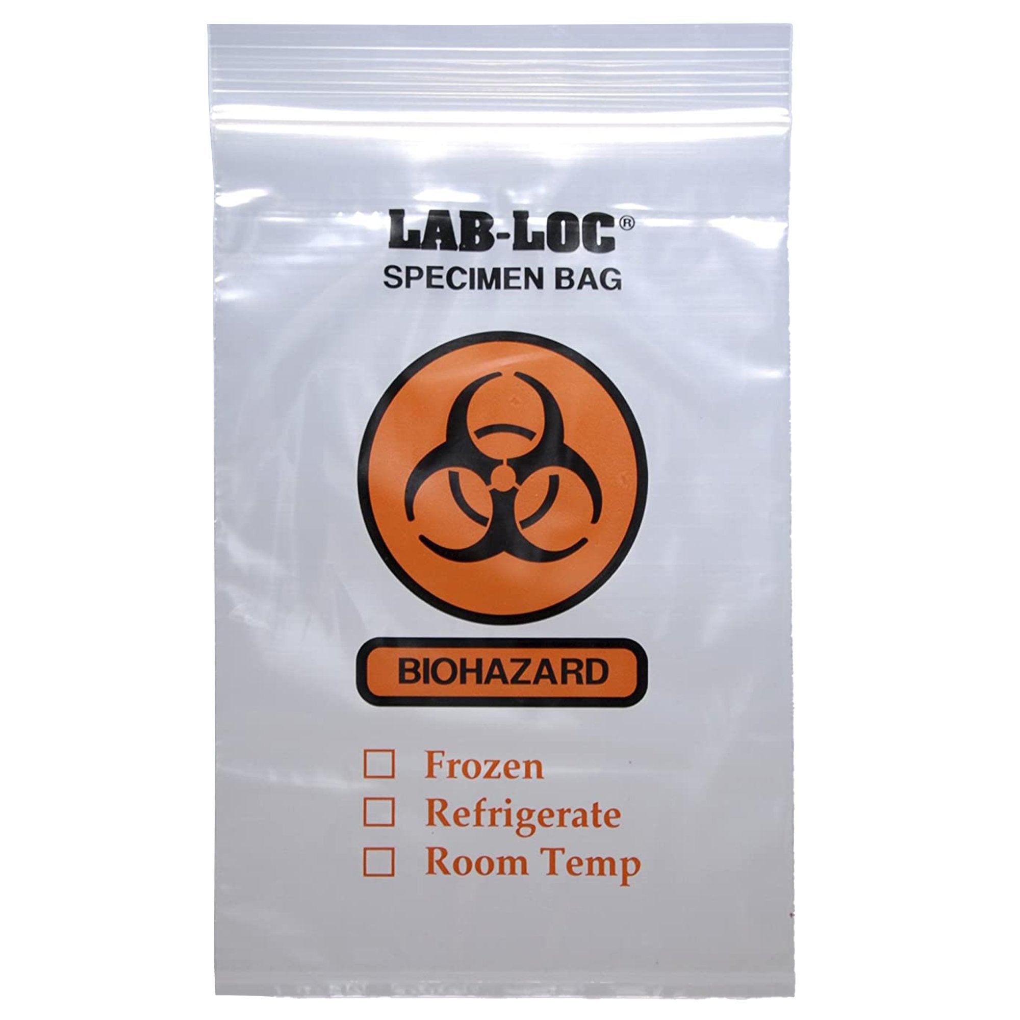 Specimen Transport Bag with Document Pouch Lab-Loc 6 X 9 Inch Zip Closure Biohazard Symbol / Storage Instructions NonSterile, Packaging Type- Case