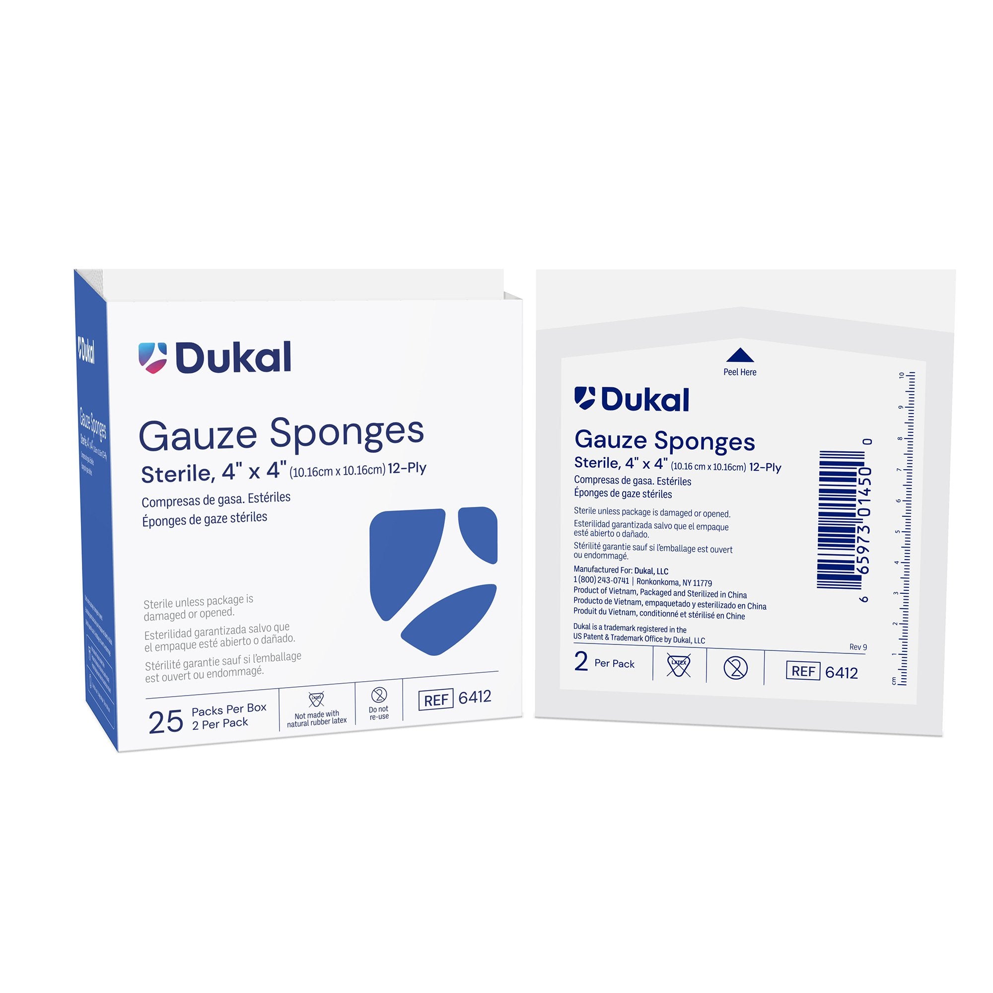 Gauze Sponge Dukal 4 X 4 Inch 12-Ply Sterile 2 per Pack, Packaging Type- Box