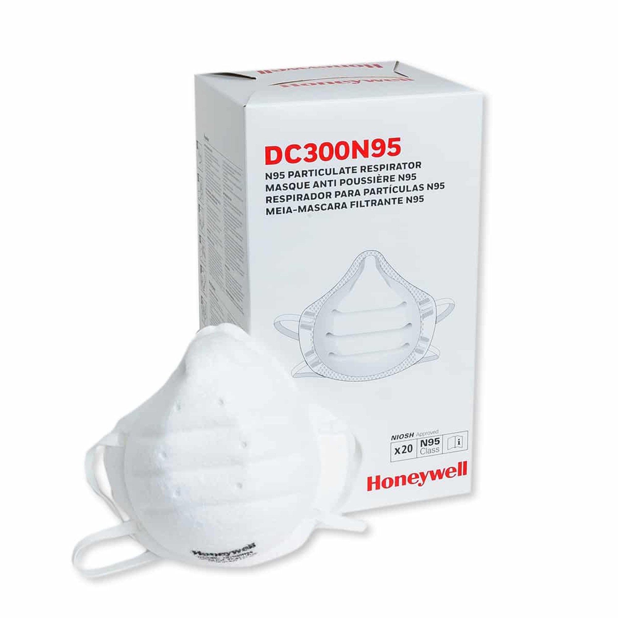 Particulate Respirator Mask Honeywell DC300 Industrial N95 Not Rated Elastic Strap One Size Fits Most