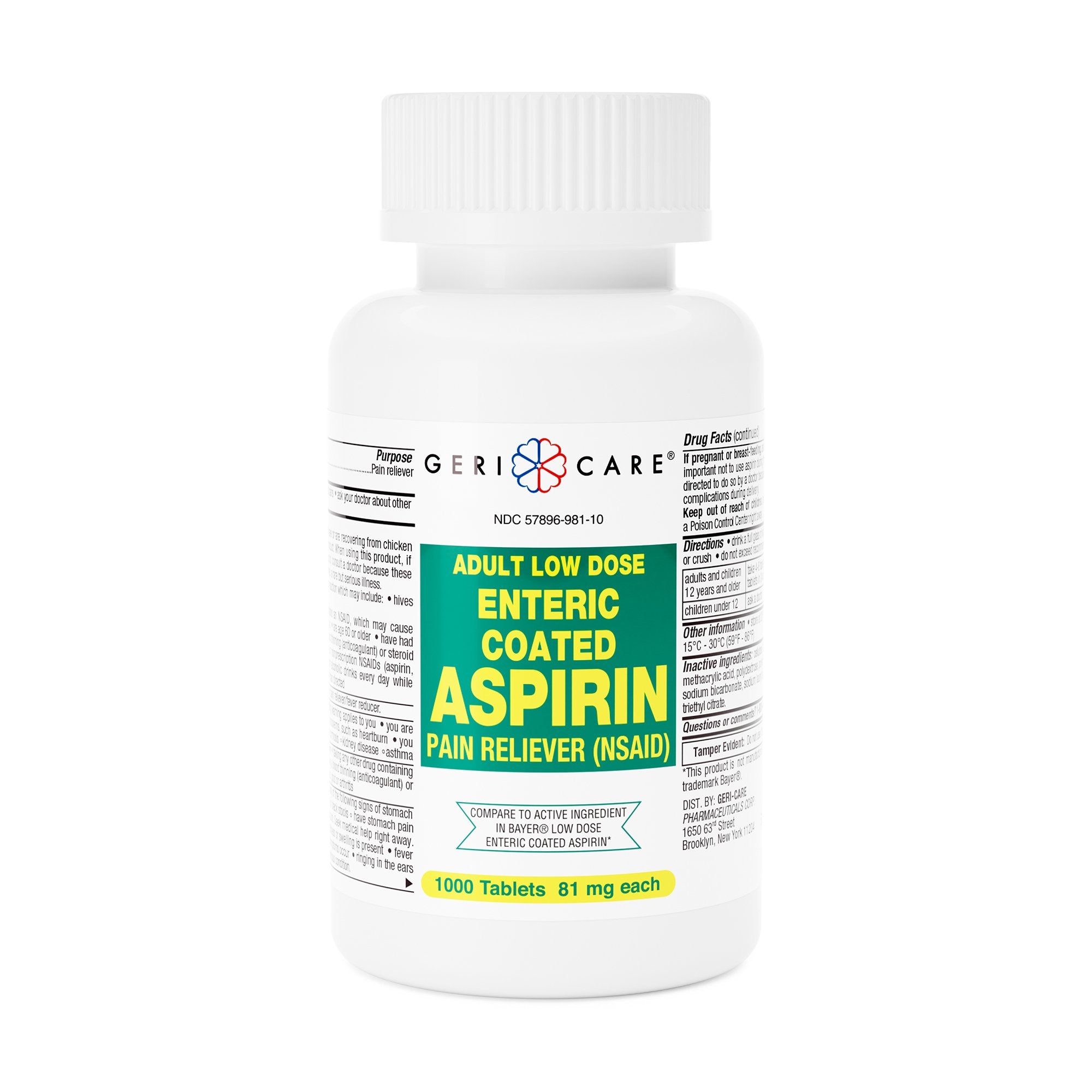 Pain Relief 81 mg Strength Aspirin Tablet 1,000 per Bottle, Packaging Type- Case