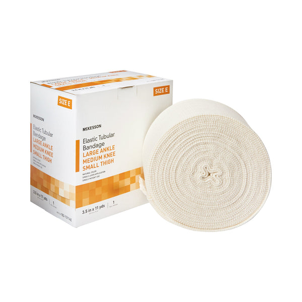 Elastic Tubular Support Bandage McKesson Spandagrip 3 1/2 Inch X 11 Yard Large Ankle / Medium Knee Pull On Natural NonSterile Size E Standard Compression