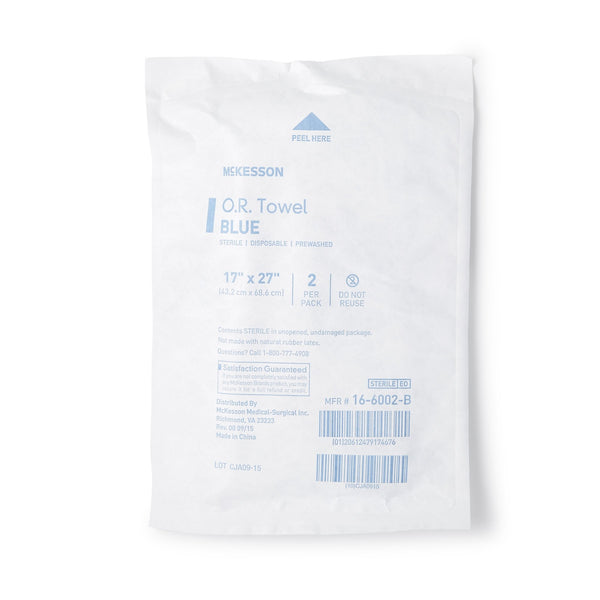 O.R. Towel McKesson 17 W X 27 L Inch Blue Sterile