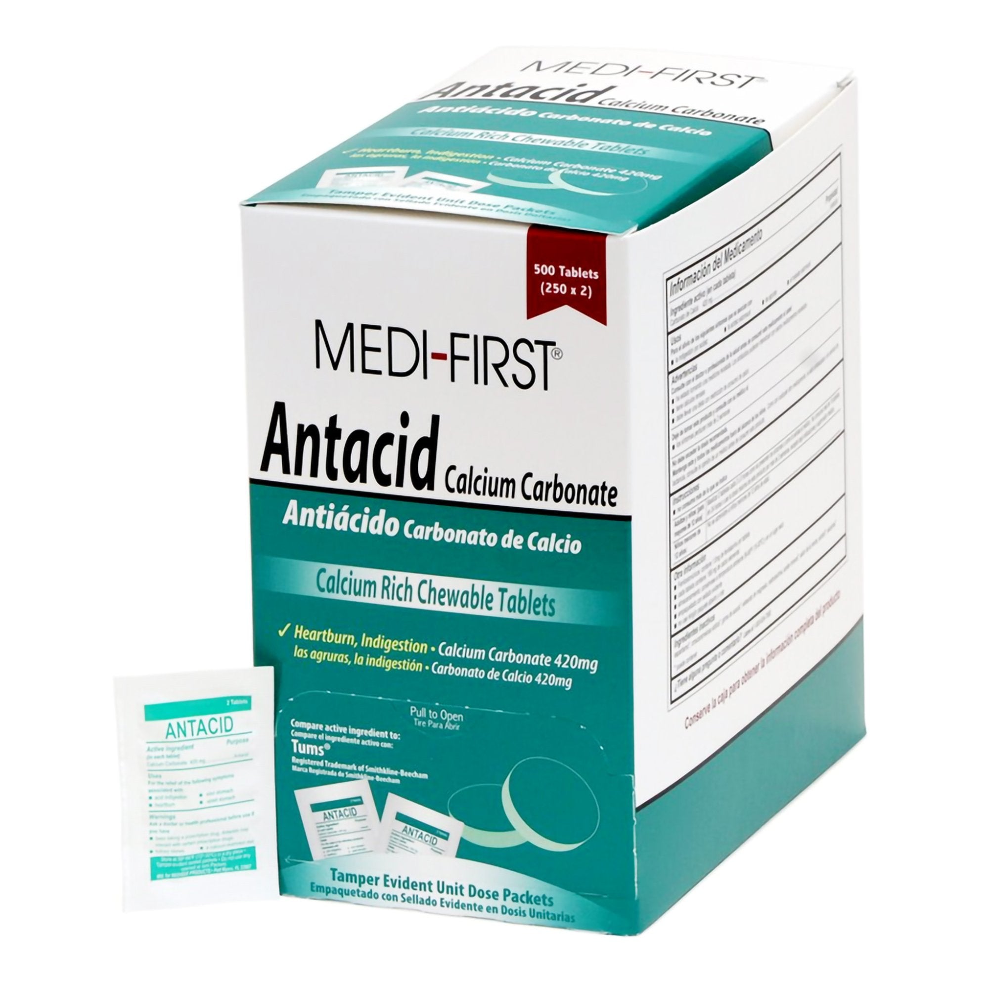 Antacid Medi-First 420 mg Strength Tablet 500 per Box, Packaging Type- Box