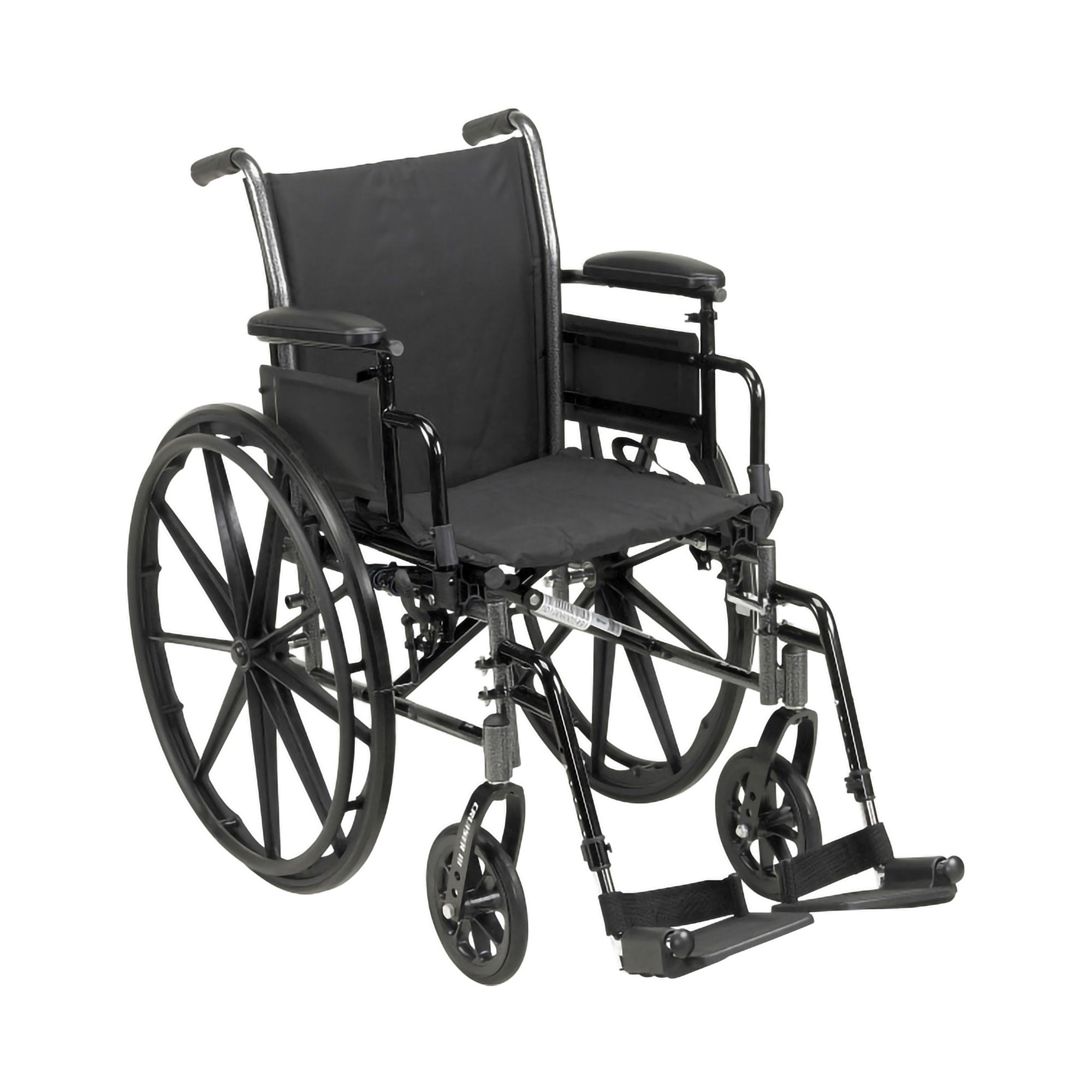 Lightweight Wheelchair McKesson Dual Axle Desk Length Arm Elevating Legrest Black Upholstery 20 Inch Seat Width Adult 300 lbs. Weight Capacity