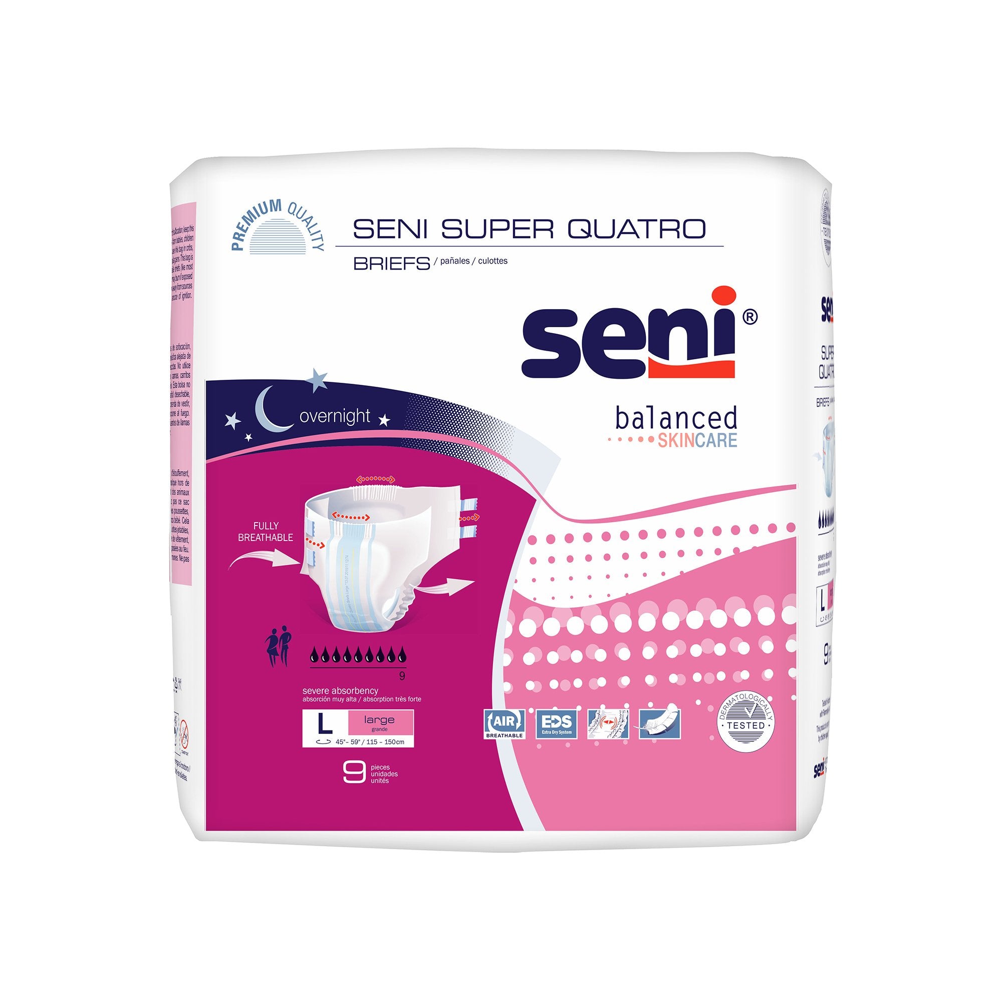 Unisex Adult Incontinence Brief Seni Super Quatro Large Disposable Heavy Absorbency, Packaging Type- Case