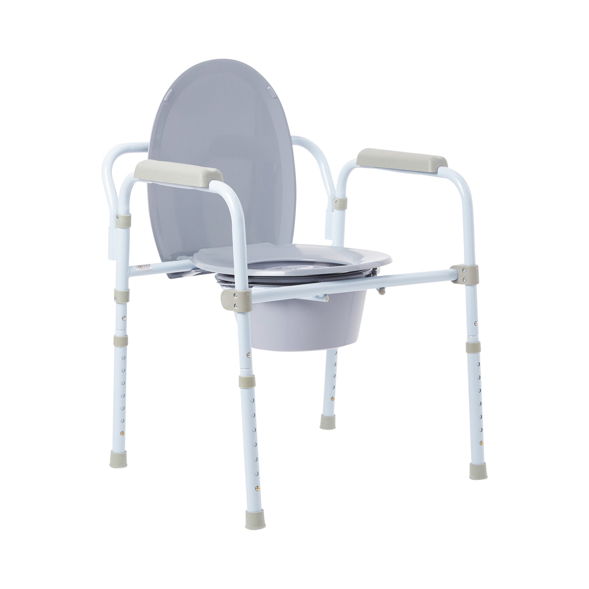 3-in-1 Commode Chair McKesson Fixed Arms Steel Frame Back Bar 13-3/4 Inch Seat Width 350 lbs. Weight Capacity, Packaging Type- Each