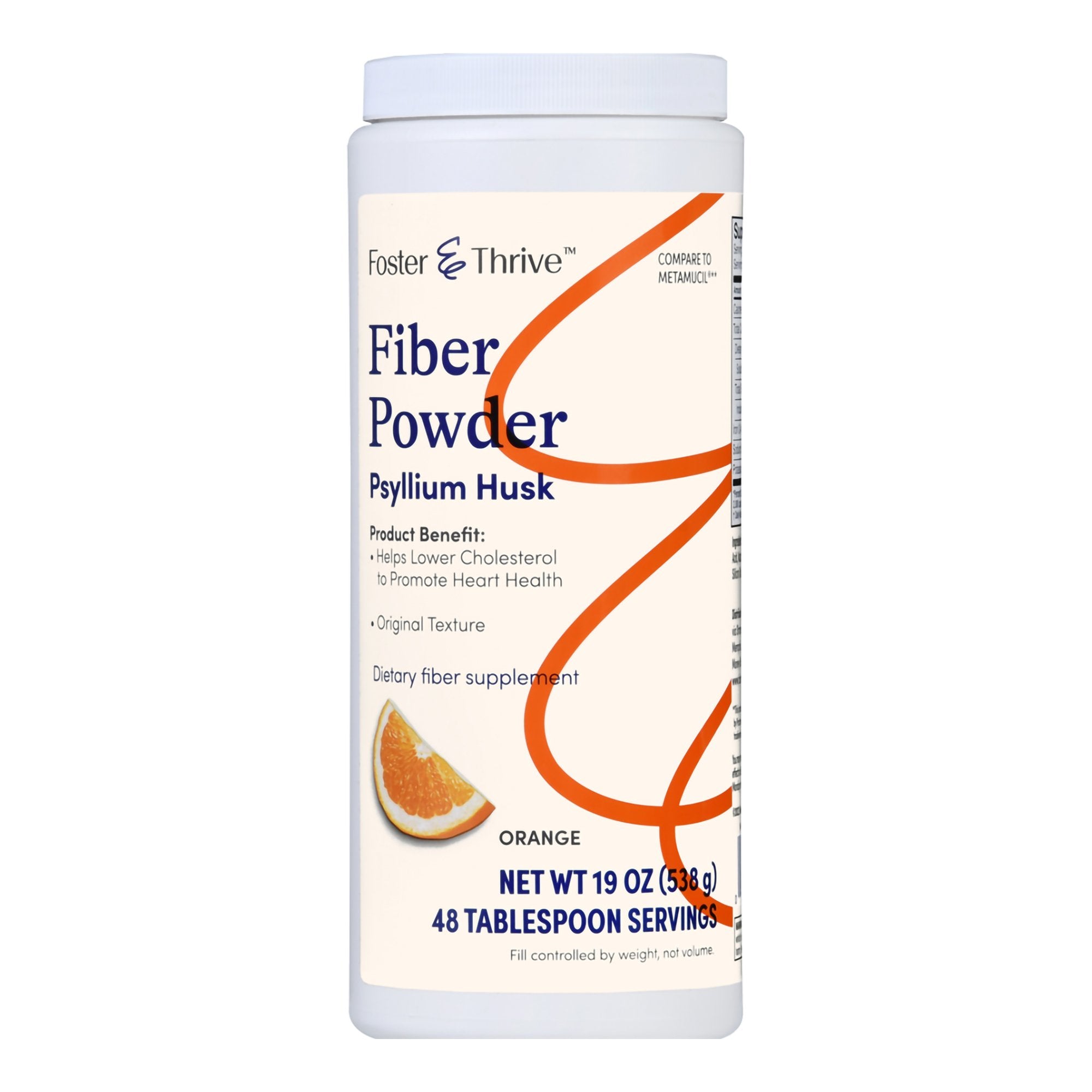 Fiber Supplement Foster & Thrive Orange Flavor Powder 19 oz. Psyllium Husk, Packaging Type- Each