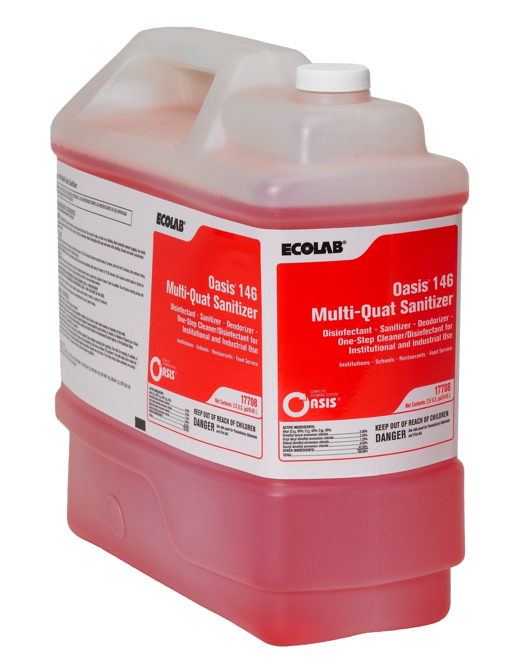 Ecolab Oasis 146 Multi Quat Sanitizer Surface Disinfectant Quaternary Based Manual Pour Liquid Concentrate 2.5 gal. Jug Alcohol Scent NonSterile