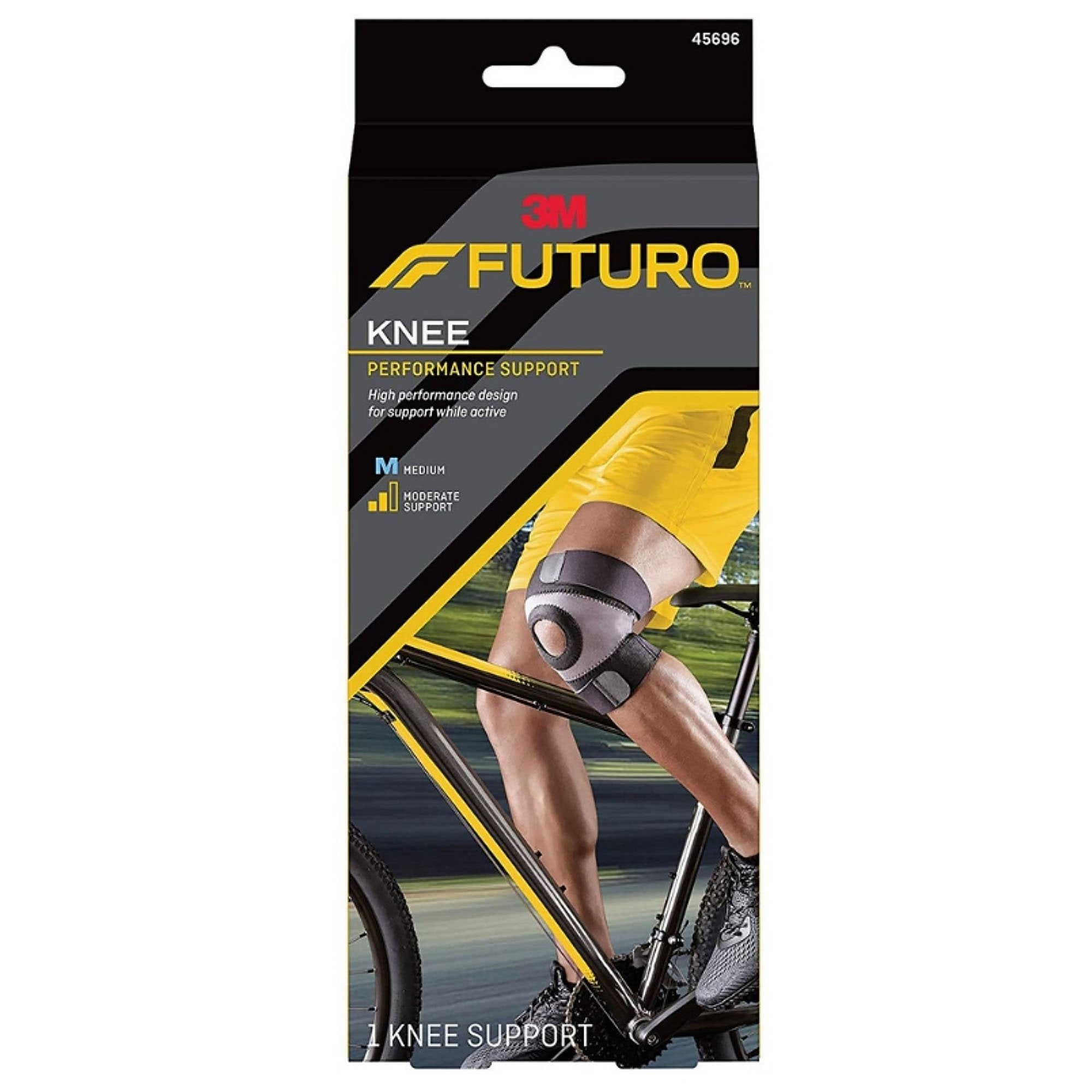 Knee Brace 3M Futuro Sport Moisture Control Medium Pull-On / Hook and Loop Strap Closure 15 to 17 Inch Knee Circumference Left or Right Knee