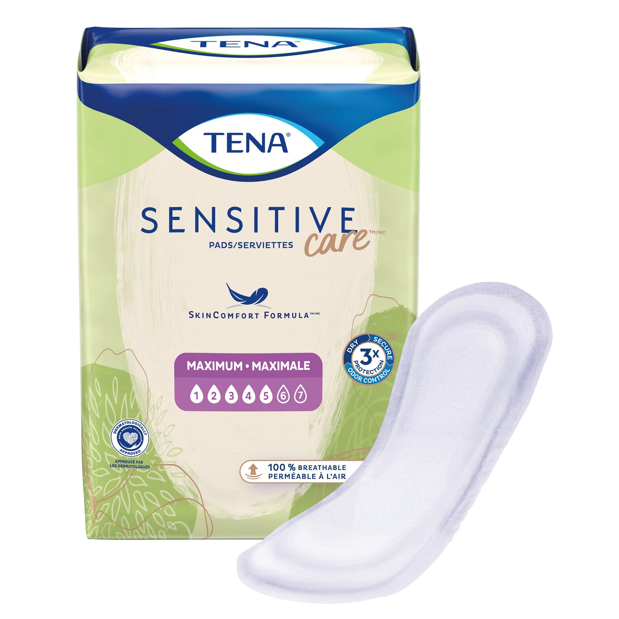 Bladder Control Pad TENA Sensitive Care Maximum 13 Inch Length Heavy Absorbency Dry-Fast Core One Size Fits Most, Packaging Type- Case