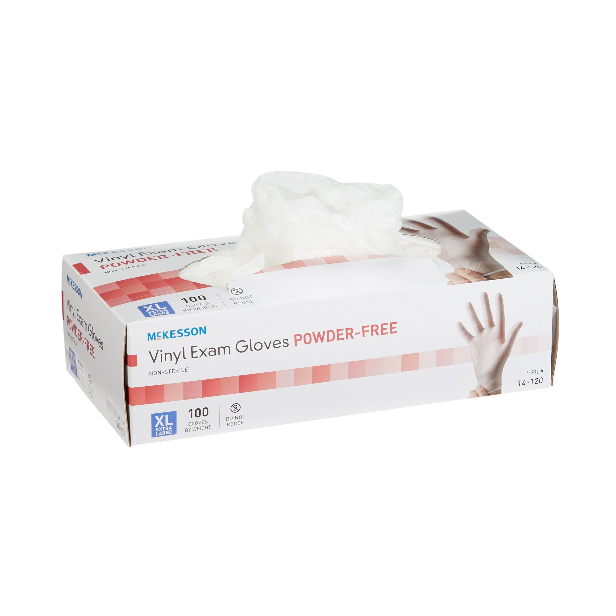 Exam Glove McKesson X-Large NonSterile Vinyl Standard Cuff Length Smooth Clear Not Rated, Packaging Type- Box