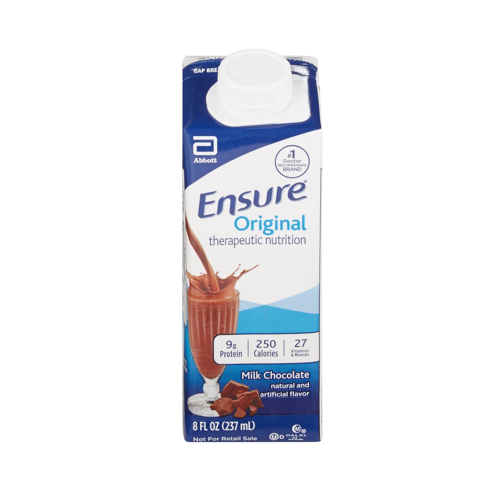 Oral Supplement Ensure Original Therapeutic Nutrition Shake Chocolate Flavor Liquid 8 oz. Reclosable Carton, Packaging Type- Case