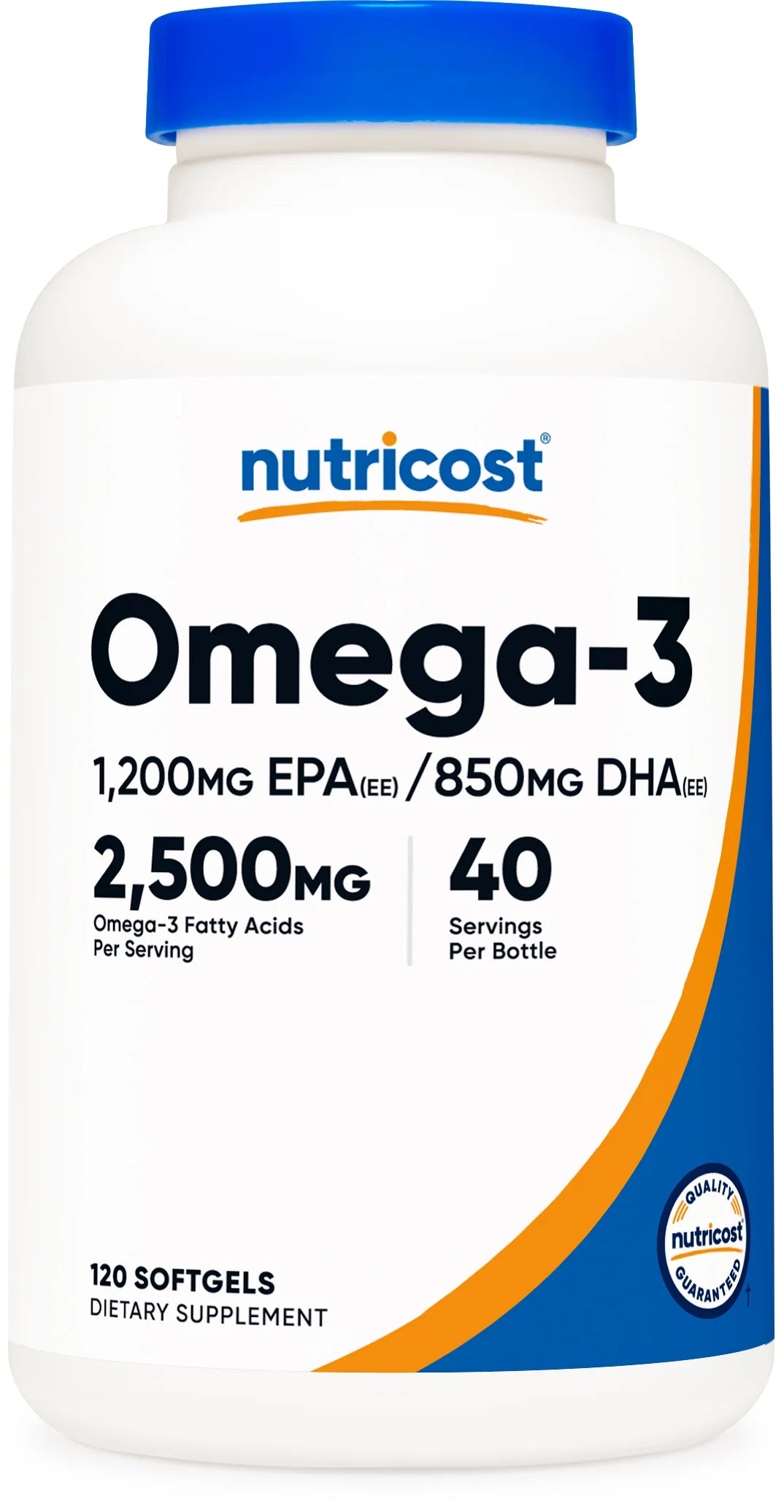 Omega 3 Fish Oil   2500MG, 120 Softgels (40 Serv)   Non Gmo, Gluten Free