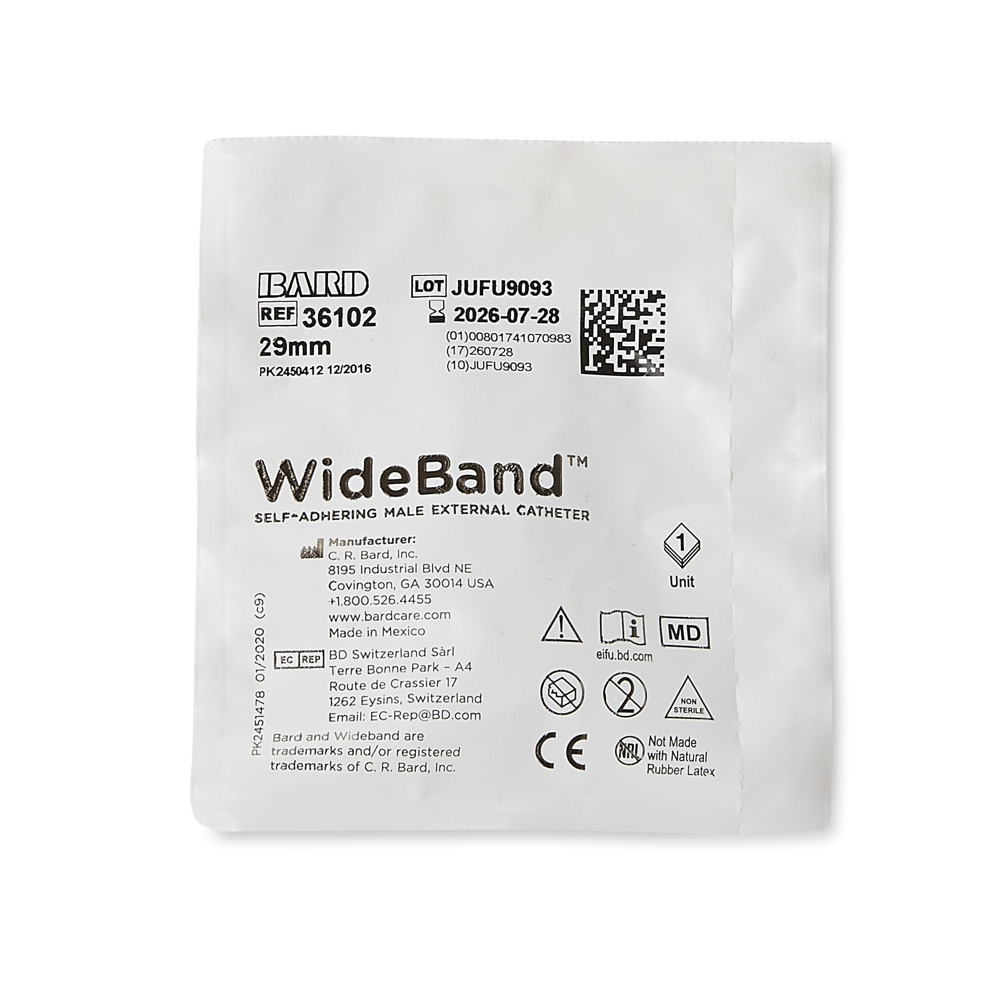 Male External Catheter Wide Band Self-Adhesive Band Silicone Medium, Packaging Type- Box