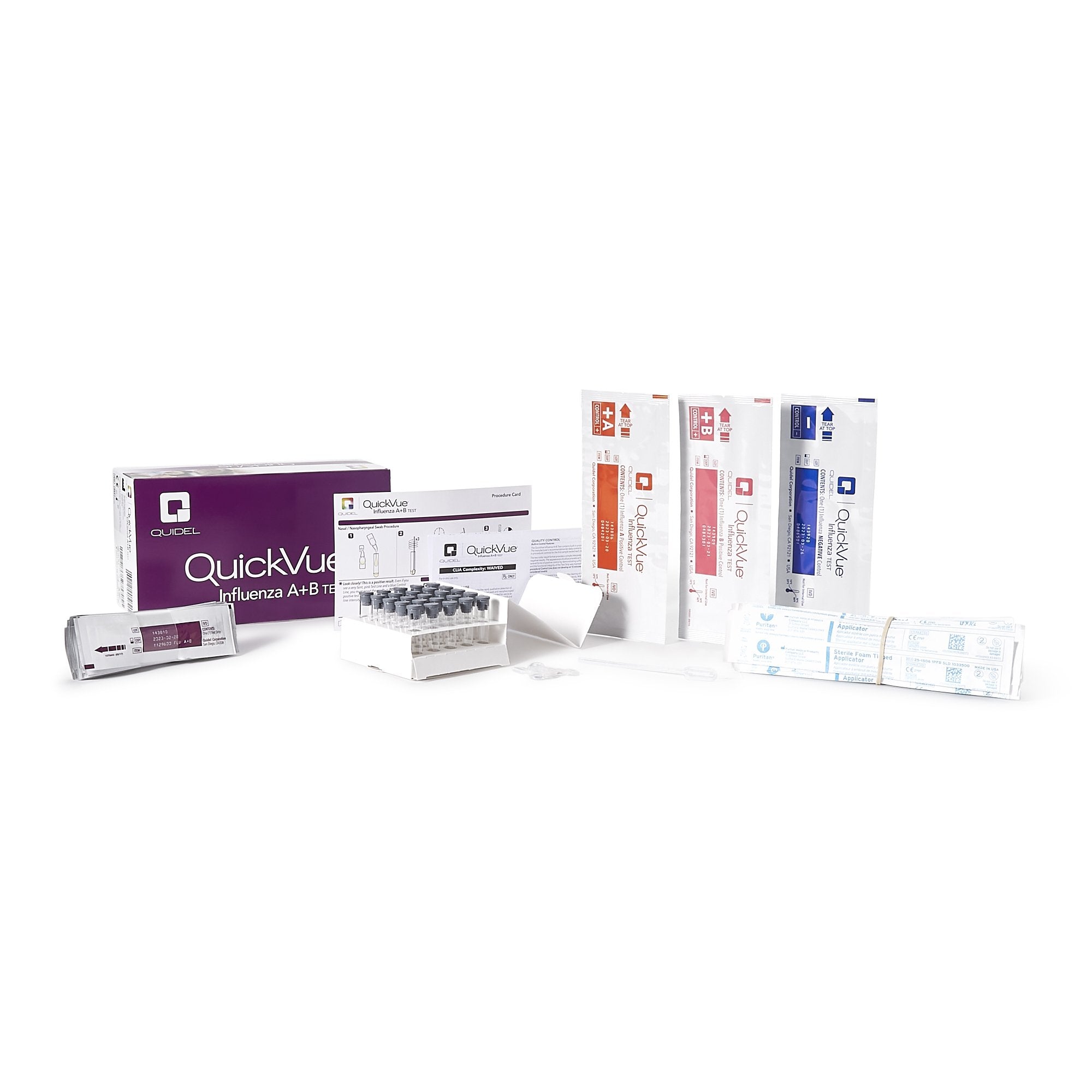 Respiratory Test Kit QuickVue Influenza A + B 25 Tests CLIA Waived, Packaging Type- Case