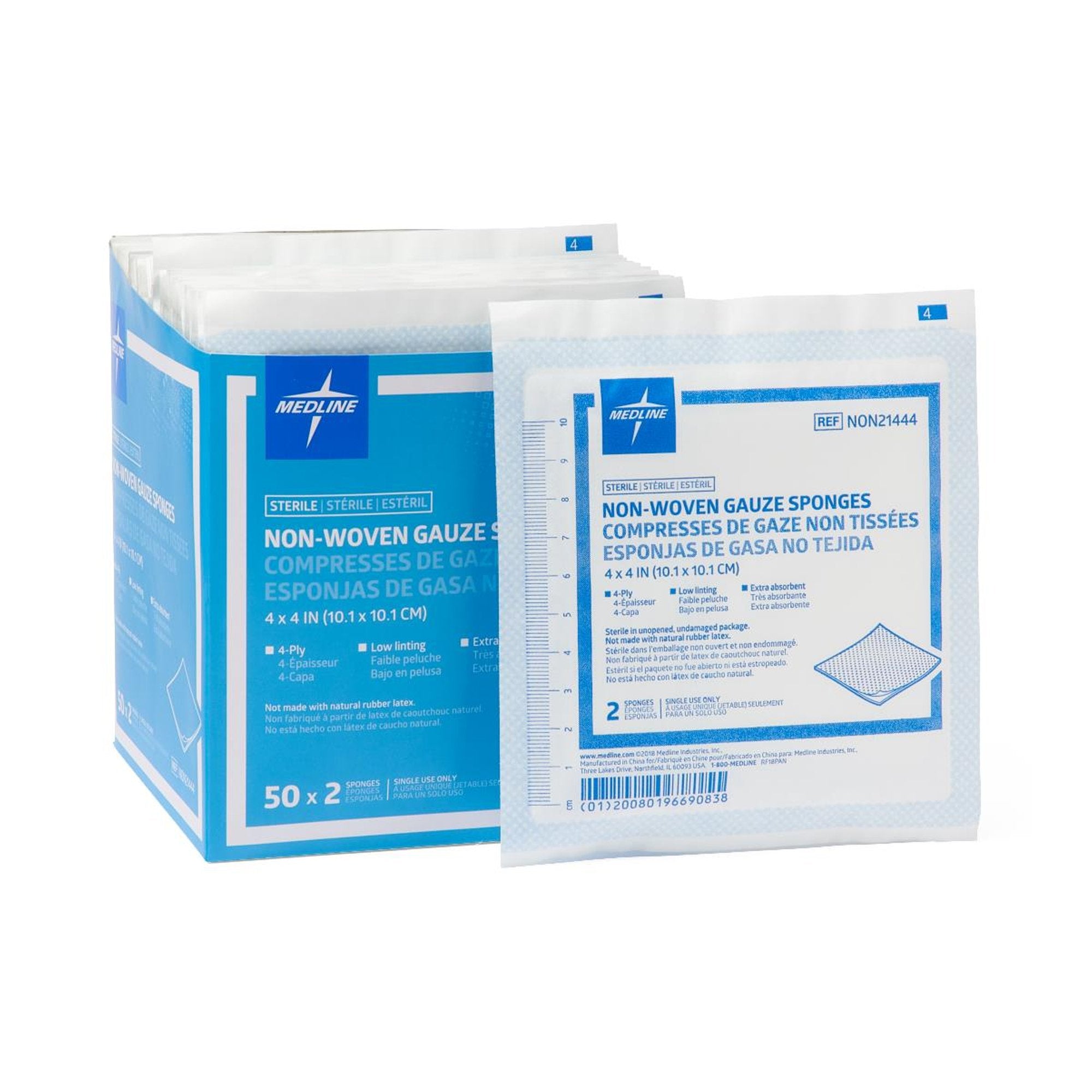 Nonwoven Sponge Avant Gauze 4 X 4 Inch 4-Ply Sterile 2 per Pack, Packaging Type- Box