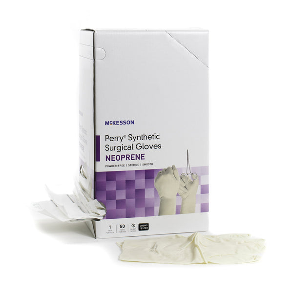 Surgical Glove McKesson Perry Synthetic Surgical Gloves Size 8 Sterile Polychloroprene Standard Cuff Length Smooth Cream Chemo Tested