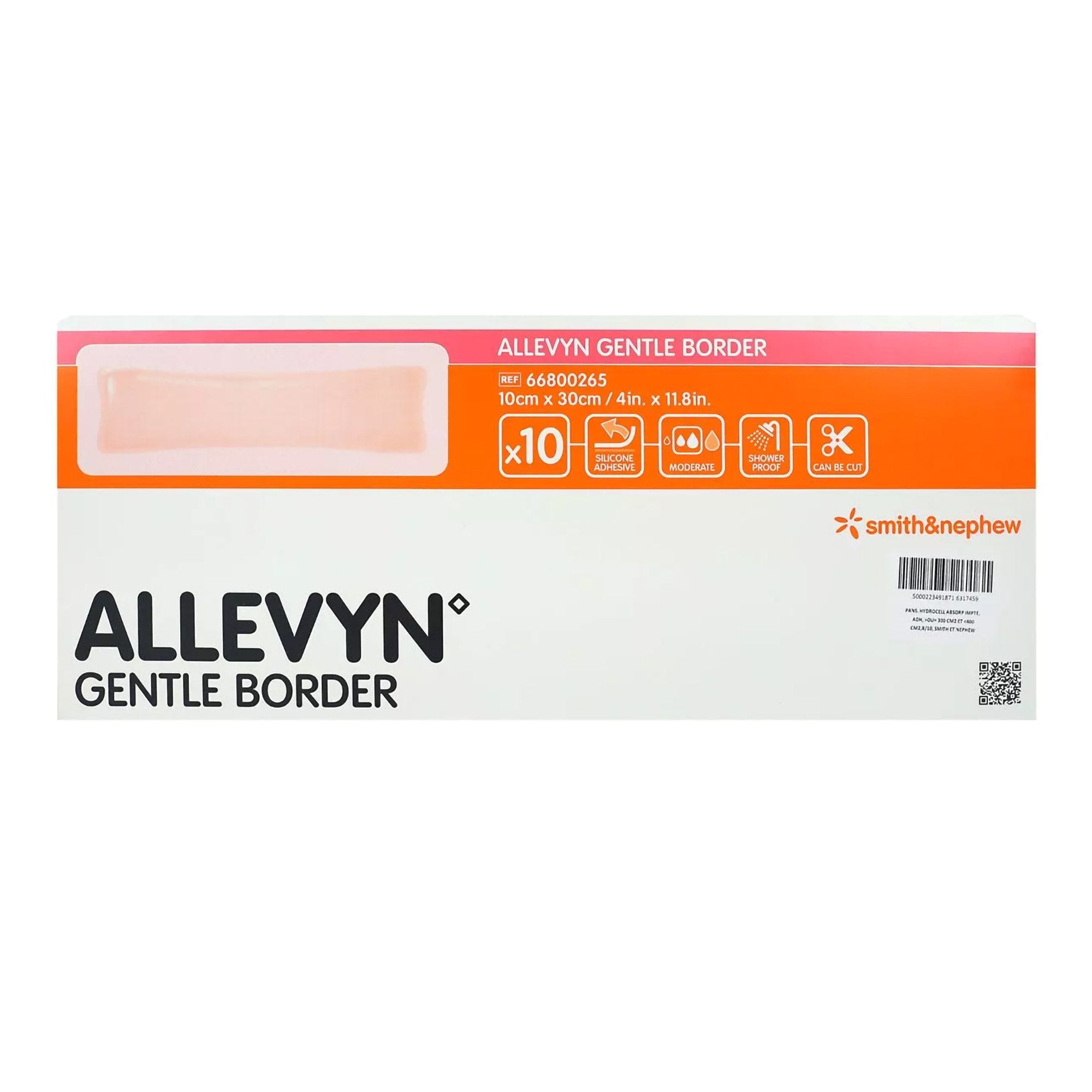 Foam Dressing Allevyn Gentle Border 4 X 12 Inch With Border Film Backing Silicone Gel Adhesive Rectangle Sterile