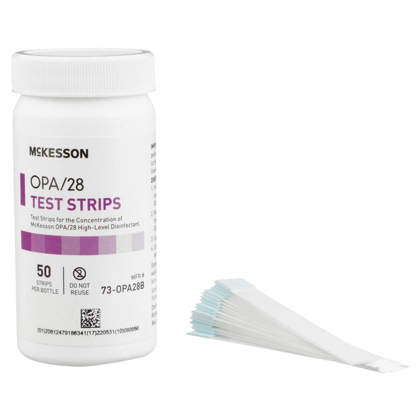 OPA Concentration Indicator McKesson OPA/28 Pad 50 Test Strips Bottle Single Use