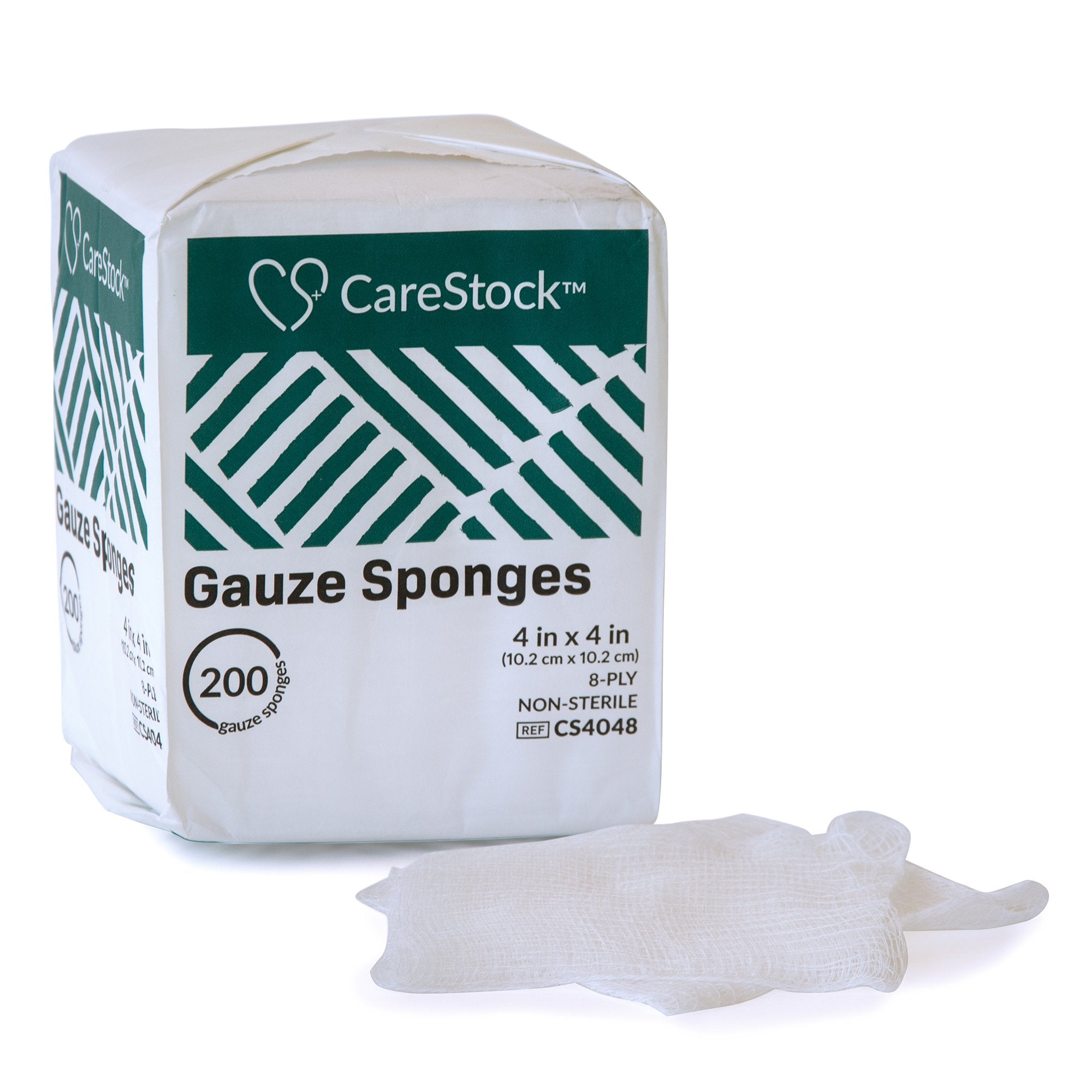 Gauze Sponge CareStock 4 X 4 Inch 8-Ply NonSterile 200 per Pack, Packaging Type- Case