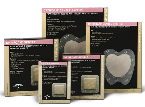 Foam Dressing Optifoam Gentle 7 X 8 Inch With Border Waterproof Backing Silicone Border Sacral Sterile