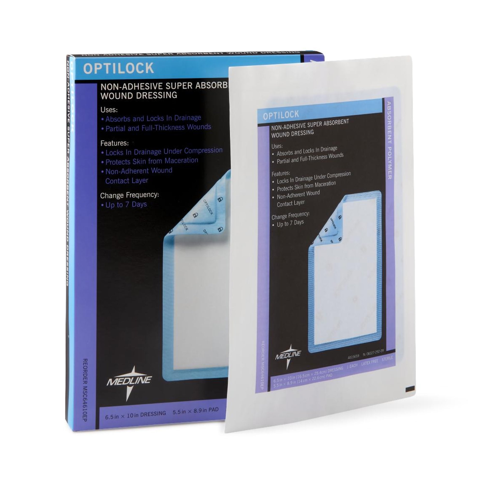 Super Absorbent Dressing OptiLock 6 1/2 X 10 Inch Rectangle