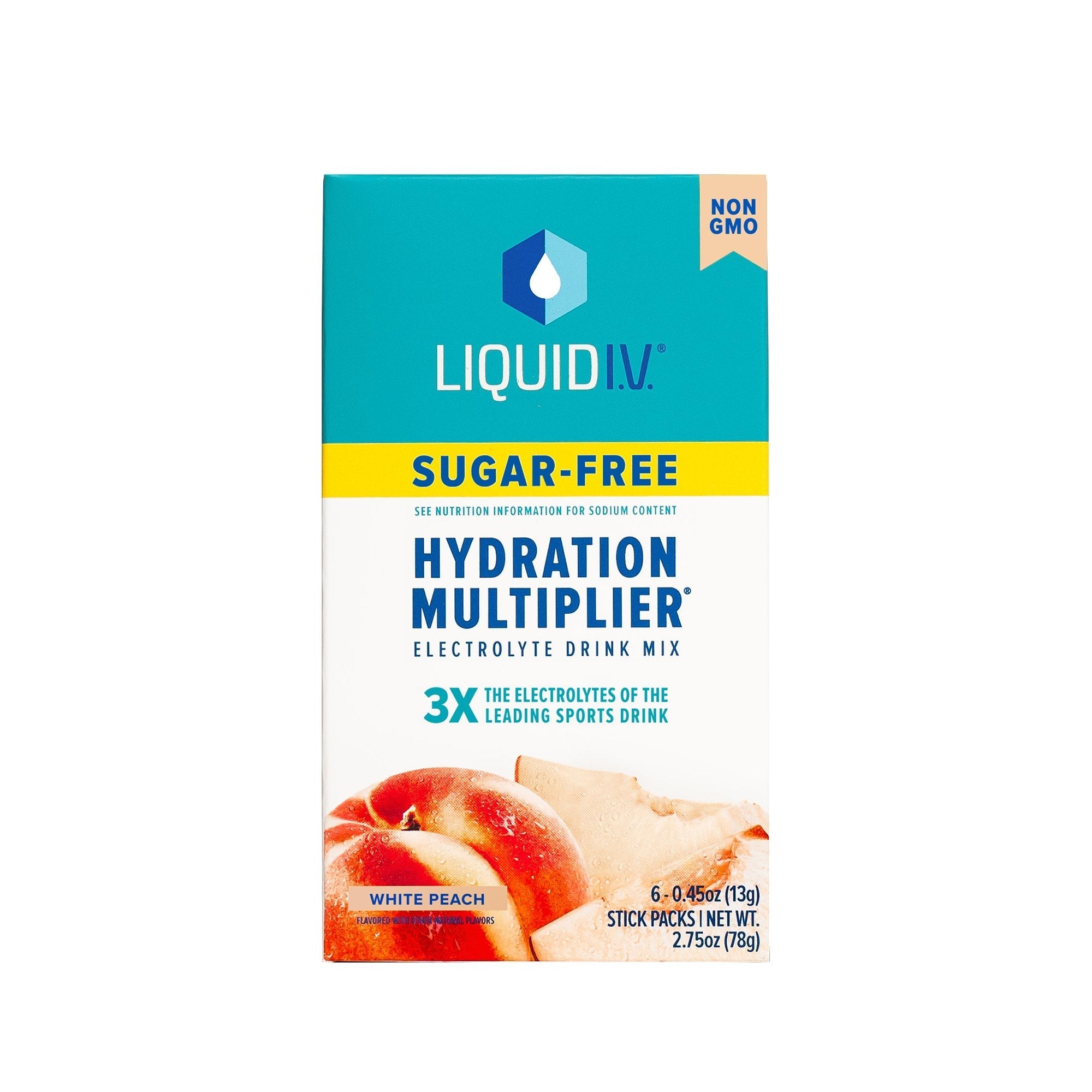 Oral Electrolyte Solution Liquid I.V. Hydration Multiplier Sugar Free White Peach Flavor 0.45 oz. Electrolyte