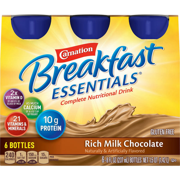 Oral Supplement Carnation Breakfast Essentials Rich Milk Chocolate Flavor Liquid 8 oz. Bottle