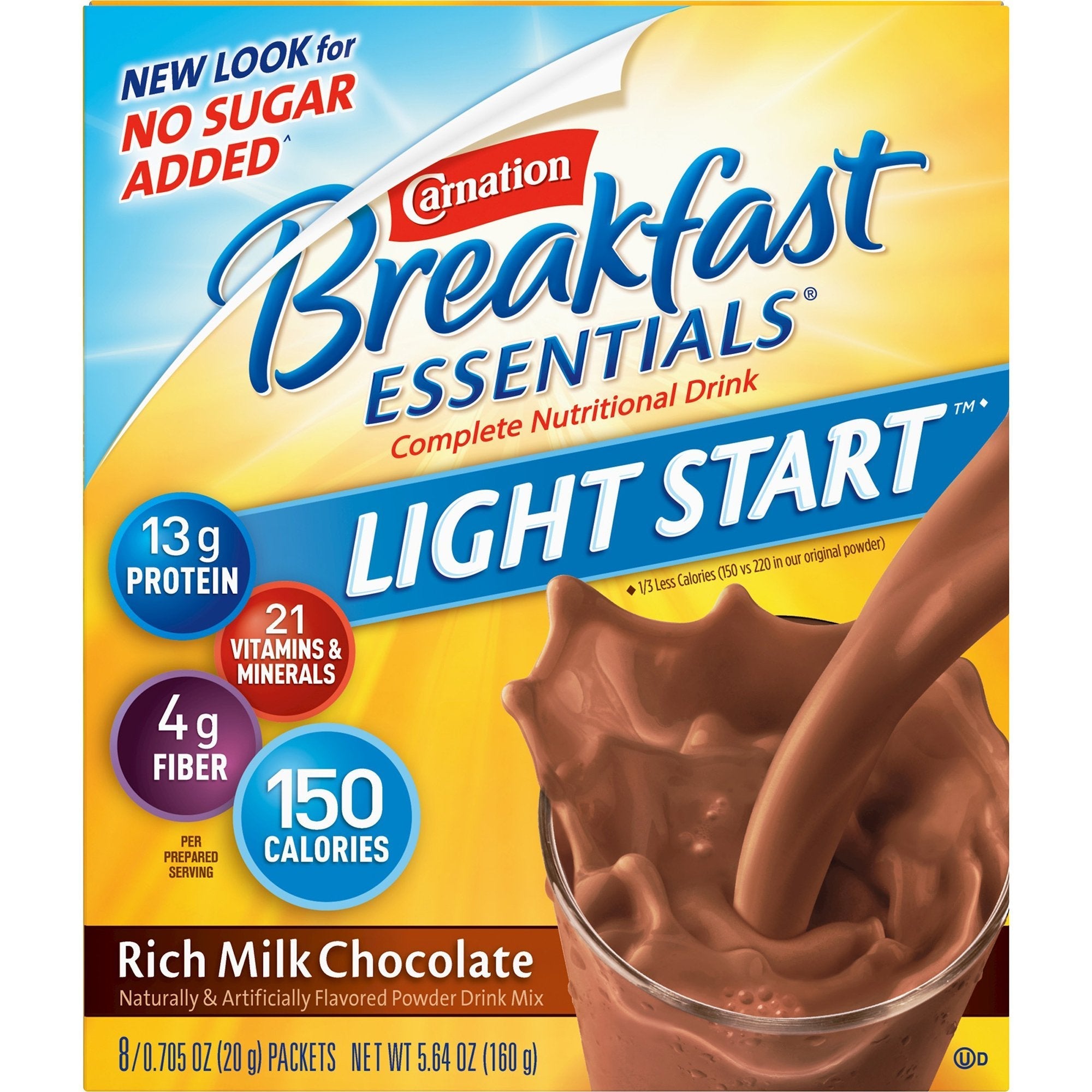 oral supplement carnation breakfast essentials® light start rich milk chocolate flavor powder 0 705 oz individual packet